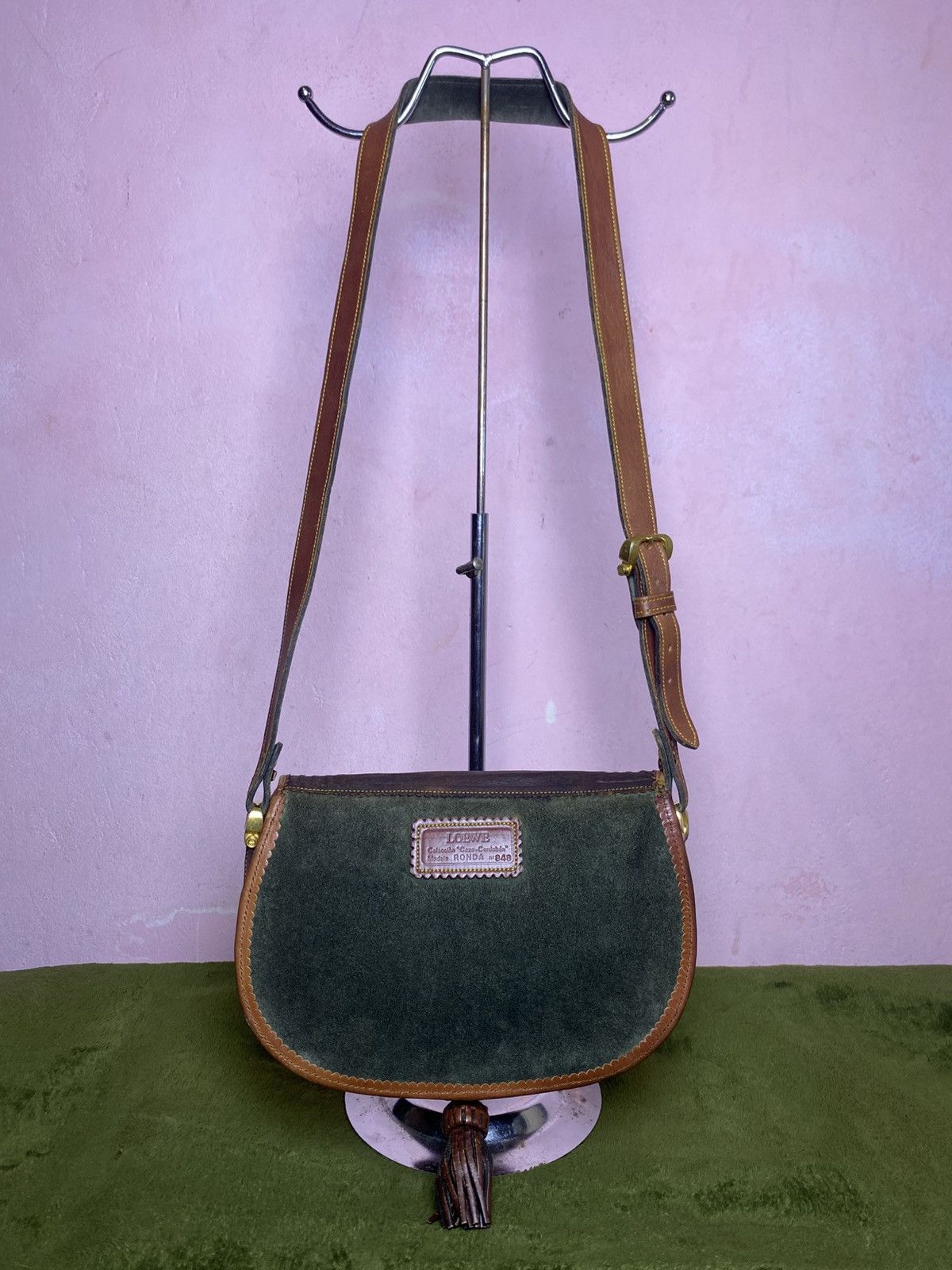 Loewe LOEWE Caza cordoban green suede and brown leather Size ONE SIZE - 4 Thumbnail