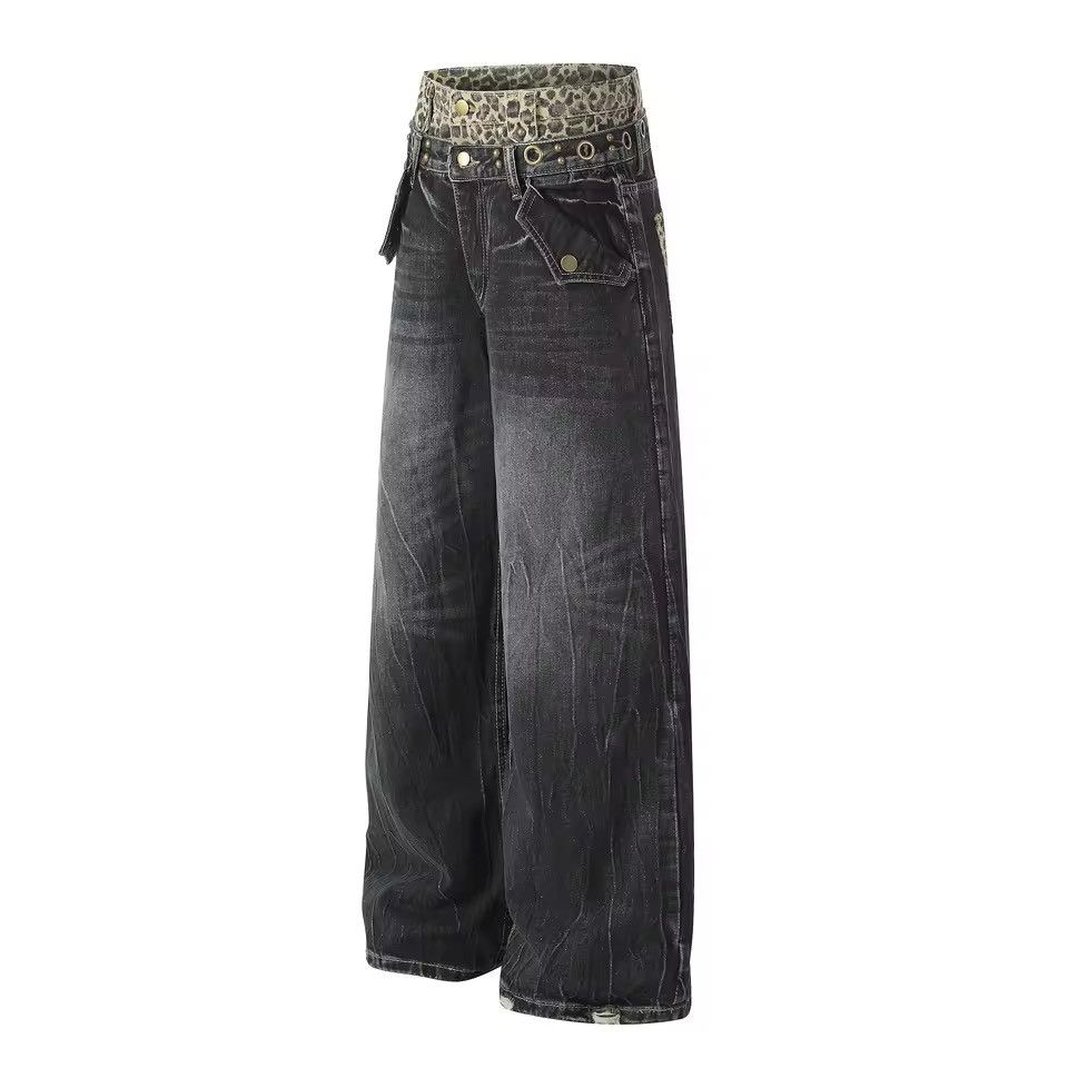Jean Washed Streetwear Leopard Y2k Loose Baggy Jeans Pants Size US 30 / EU 46 - 3 Thumbnail
