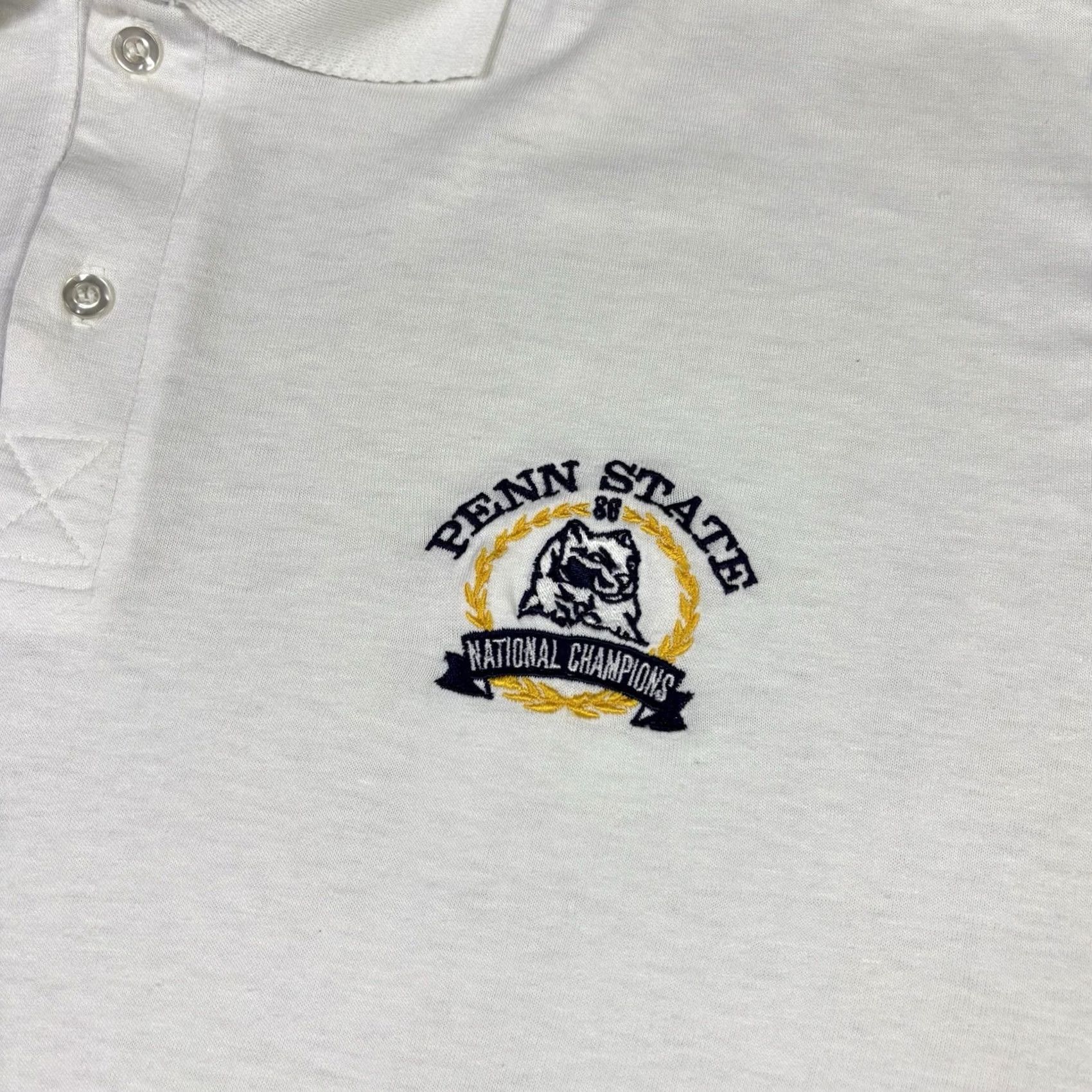 Penn VINTAGE Penn State University Collard Polo Shirt White XL 80s 90s Nike Golf Mens Polo Collared Short Sleeve Cotton Regular Size US XL / EU 56 / 4 - 7 Thumbnail