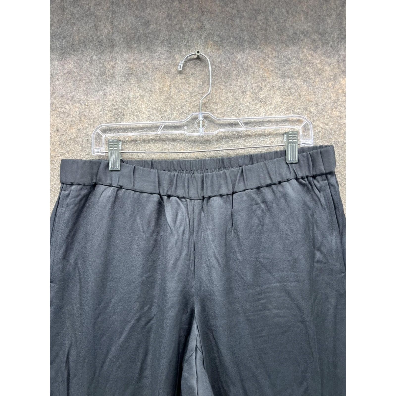J. Jill J Jill Pants Womens Medium Black Satin Wide Leg Elastic Waist Pull On Trousers Size 32" / US 10 / IT 46 - 5 Thumbnail