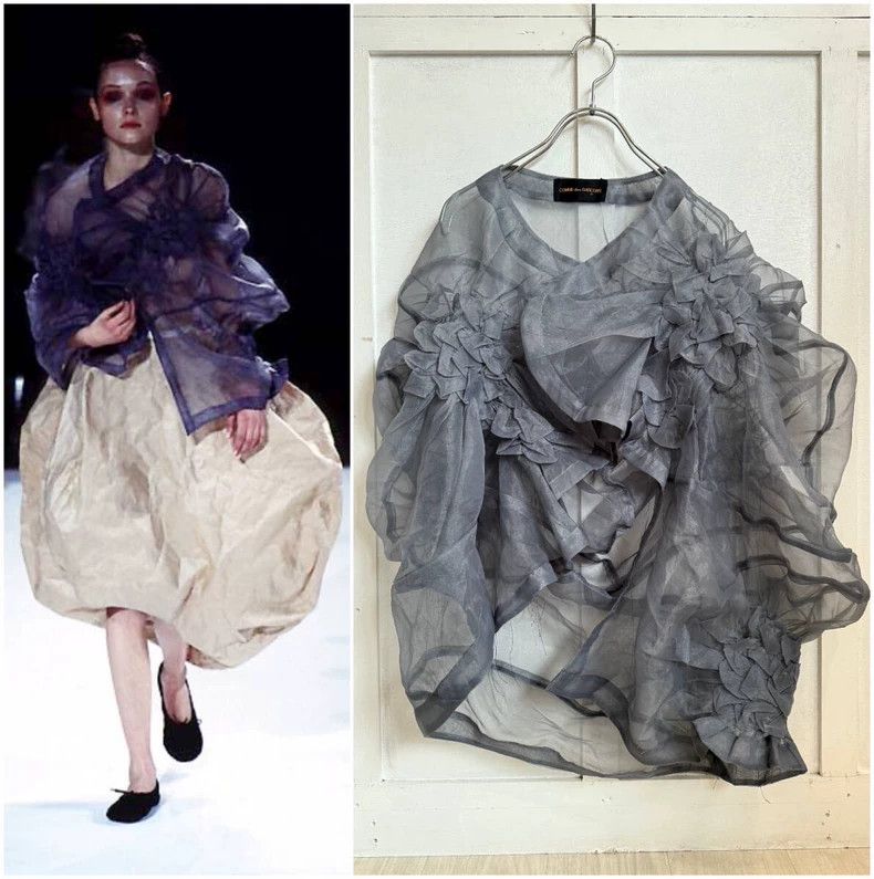 Comme Des Garcons Grey vintage flower design top