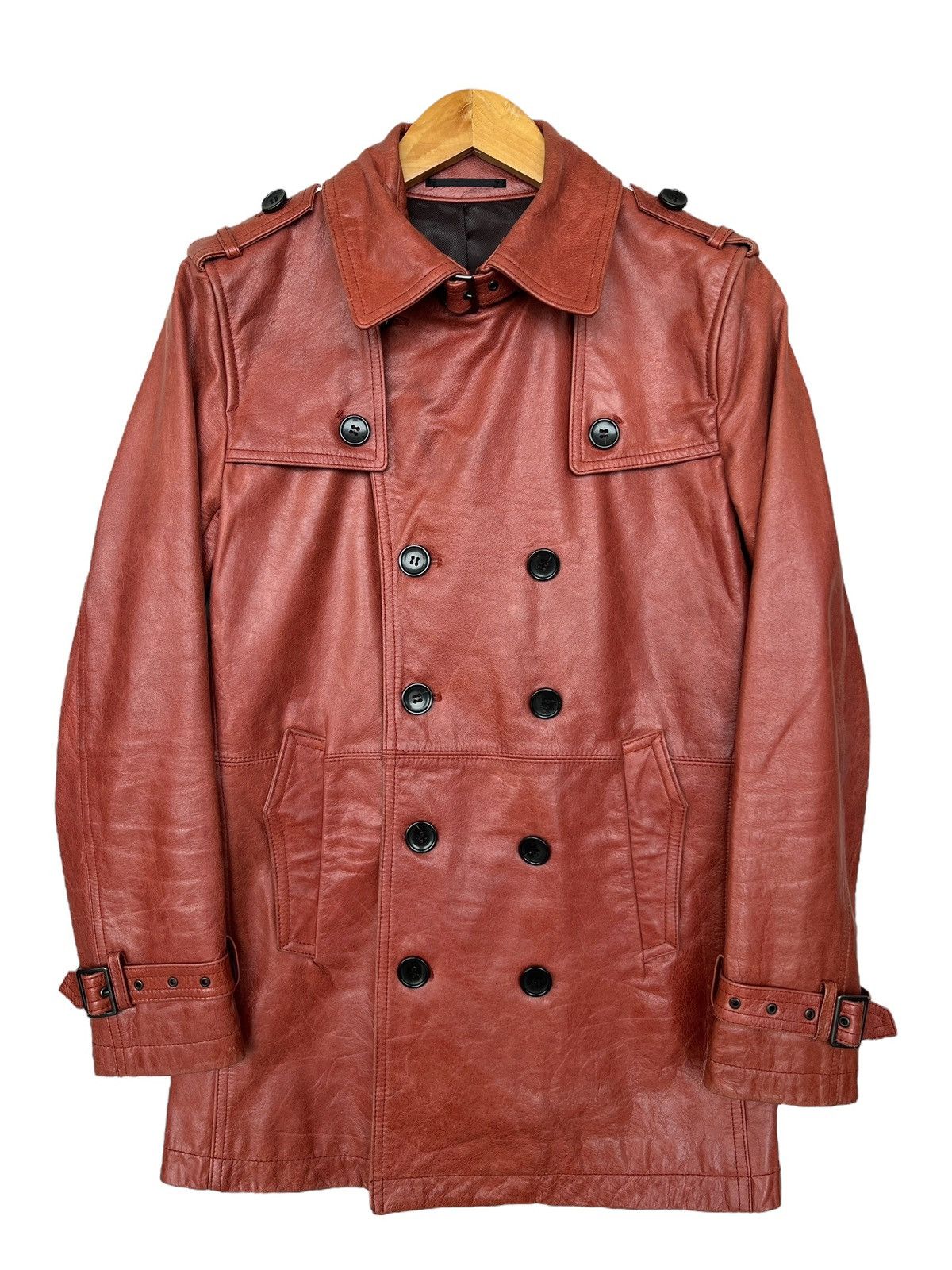 Vintage Michael Klein Faded Red Blazer Leather Jacket Size US S / EU 44-46 / 1 - 2 Thumbnail