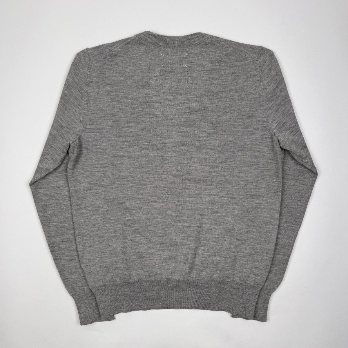 Maison Margiela AW2006 Martin Margiela Light Gray Wool V-Neck Knit Pullover Size US M / EU 48-50 / 2 - 5 Thumbnail