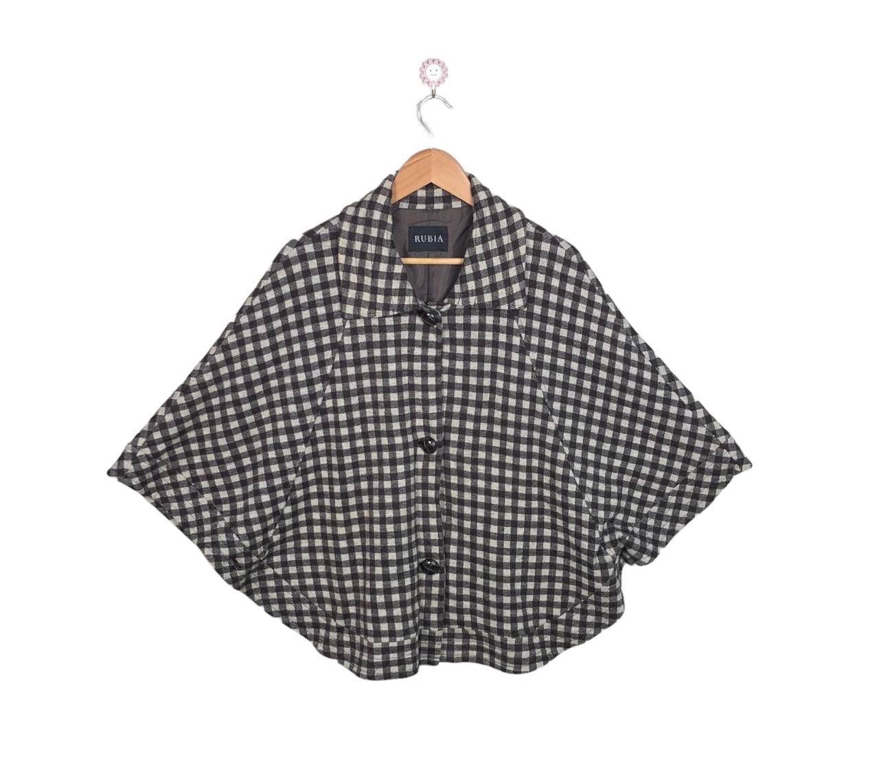 image of Archival Clothing x Cloak Vintage Rubia Checkered Poncho Cloaks Capes Soft in Brown (Size Medium)
