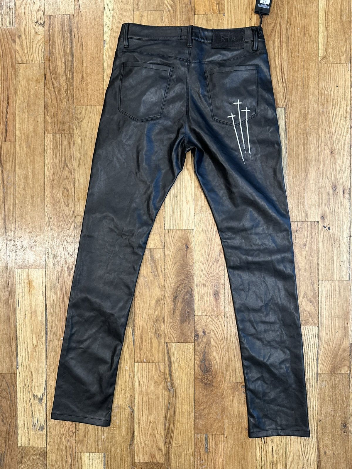 Rta Rta Small White Spell Black Leather Denim Size 29 Size US 29 - 2 Thumbnail