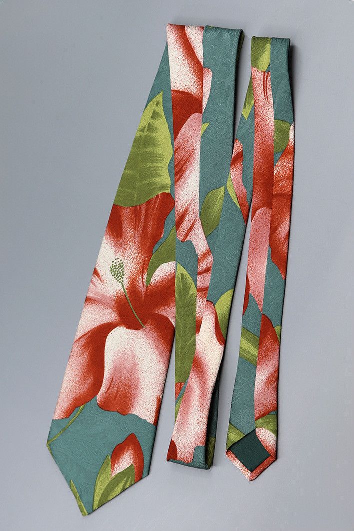Other Gino Pilato Vintage Silk Tie with Bold Red Lily Floral Print Size ONE SIZE - 7 Thumbnail