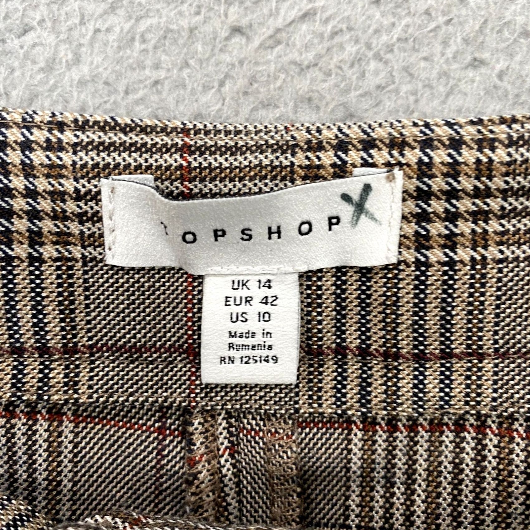 Topshop Topshop Plaid Pants Womens 10 High Waisted Flat Front Cropped Work Career Pockets Straight Inseam 26in Brown Modern Size 32" / US 10 / IT 46 - 6 Thumbnail