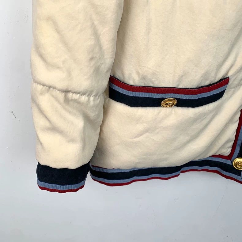 Gucci Gucci Beige striped V-neck single-breasted long-sleeved cot Size US XXS / EU 40 - 4 Thumbnail