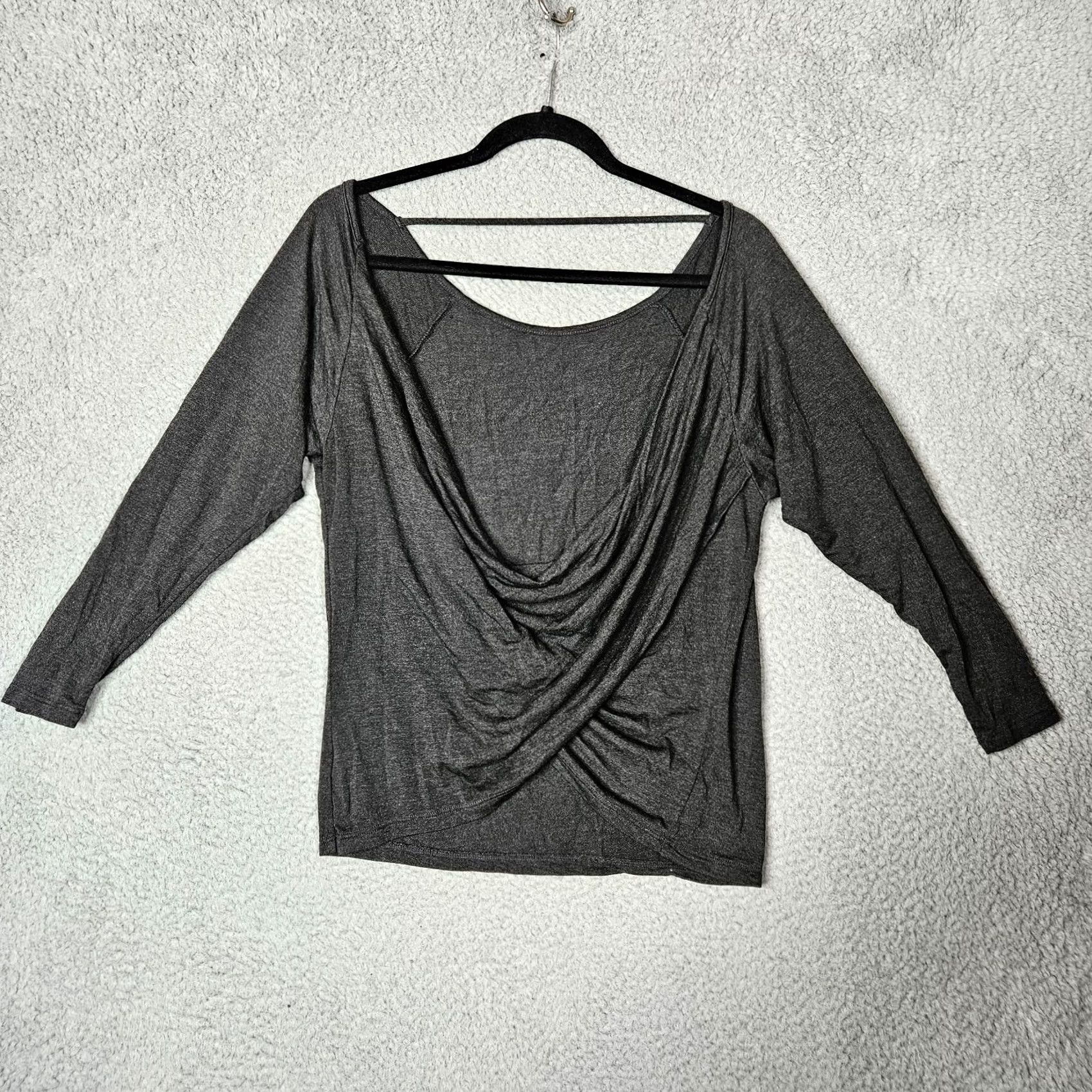 Vintage Naked Princess Top Women’s Gray Drape Back Sz S Short Sleeve Regular Fit Modal Spandex Size S / US 4 / IT 40 - 2 Thumbnail