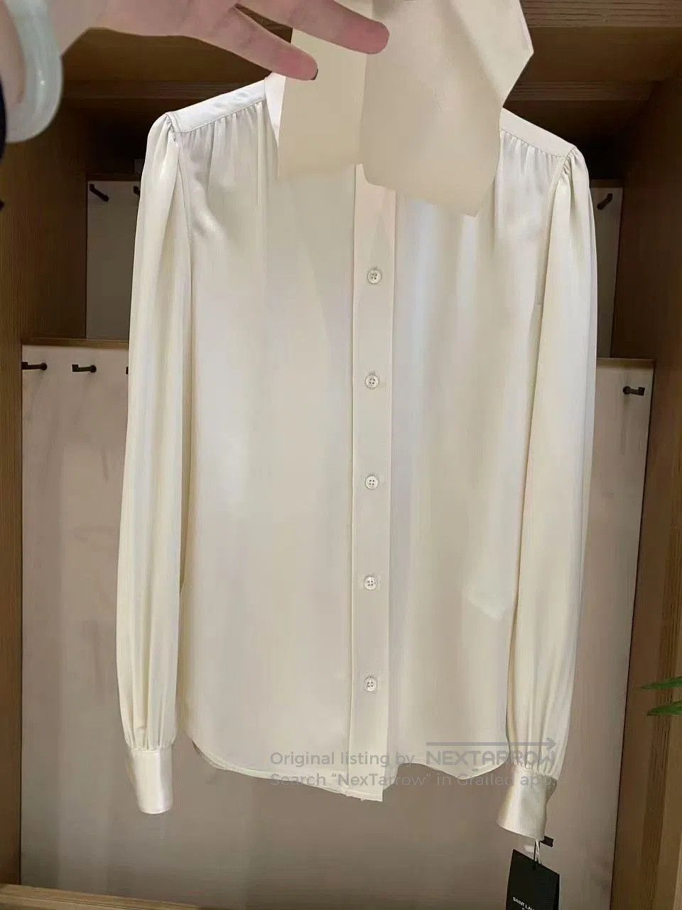 Saint Laurent Paris Saint Laurent Cream Silk Long. Size S / US 4 / IT 40 - 3 Thumbnail