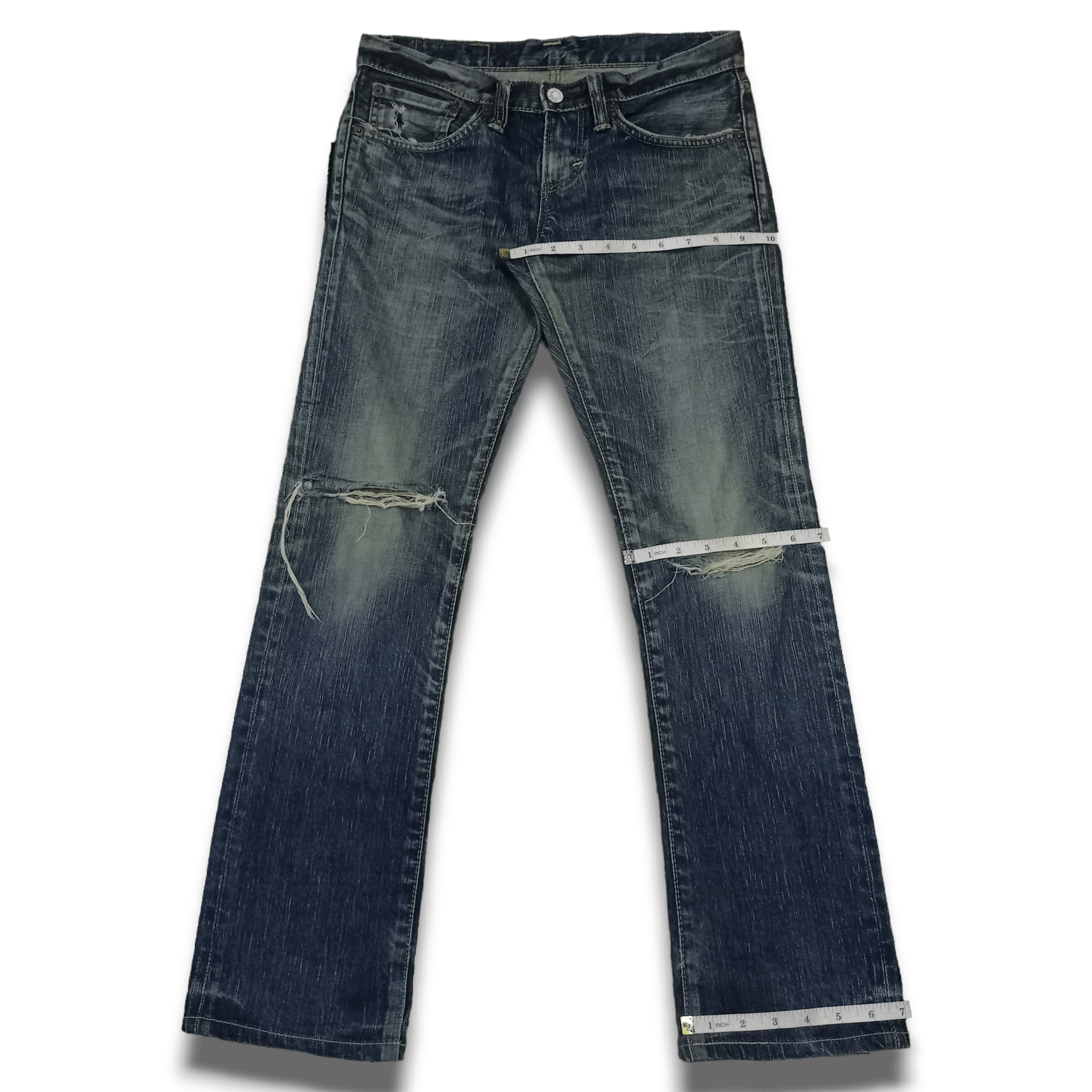 Edwin Vintage Japanese Edwin 503 Mudwash Ripped Jeans 30x29 Size 30" / US 8 / IT 44 - 12 Thumbnail