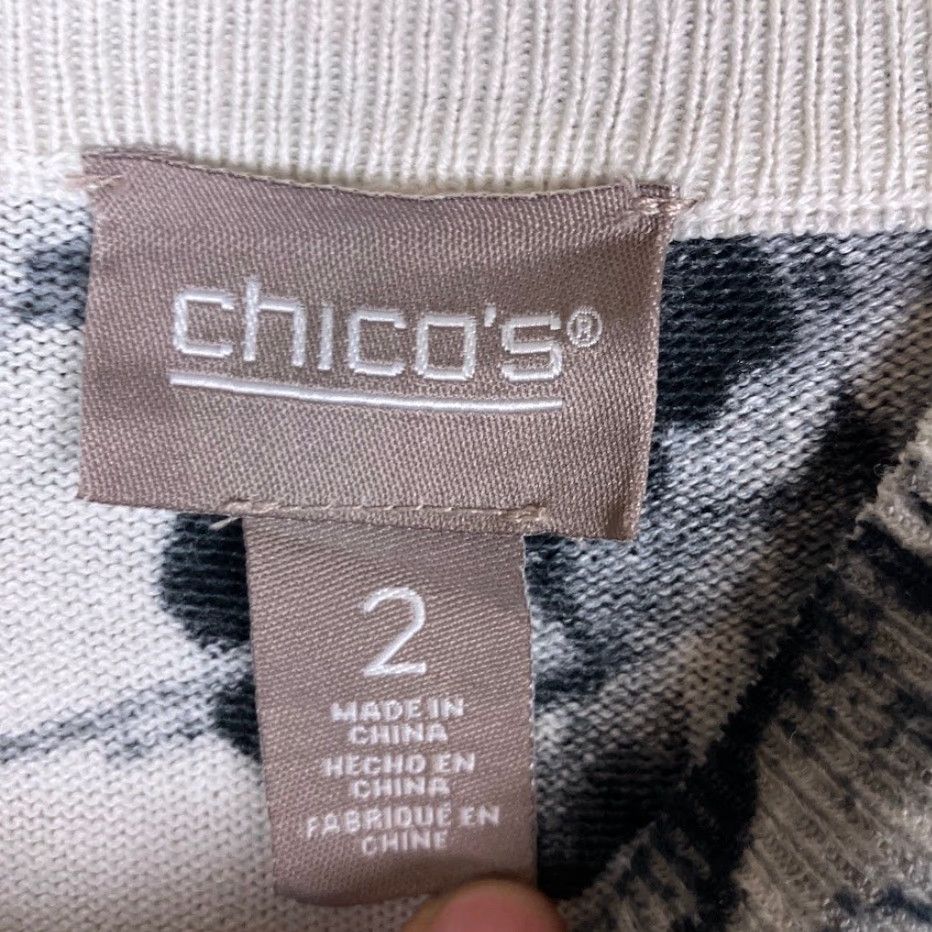 Vintage Chicos Womens Sweater Black White Floral Pullover High Neck Long Sleeve L Size L / US 10 / IT 46 - 6 Thumbnail