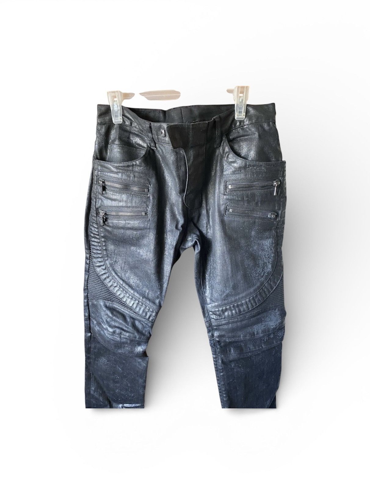 Balmain BALMAIN F/W ‘16 4-ZIP COATED BIKER DENIM JEANS Size US 34 / EU 50 - 2 Thumbnail
