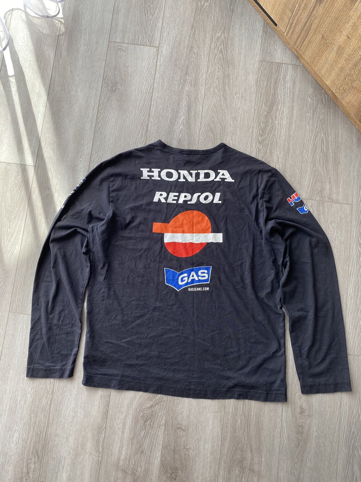 GAS × Honda Gas Jeans Honda Racing Logo Print Longsleeve T