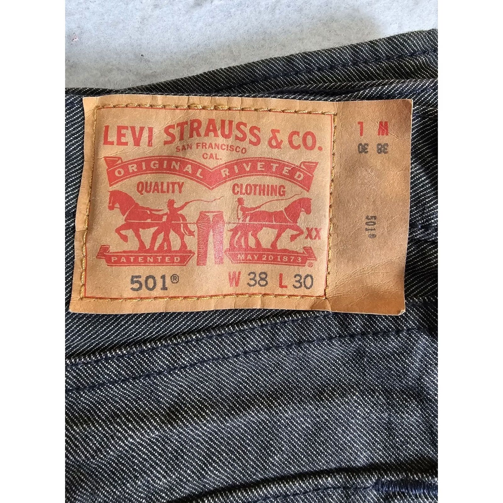 Levi's VINTAGE Levi's 501 Jeans Straight Leg Denim Jeans Button Fly Dark Green Mens 38x30 Regular Inseam 30 in 90s Retro Size US 38 / EU 54 - 3 Thumbnail
