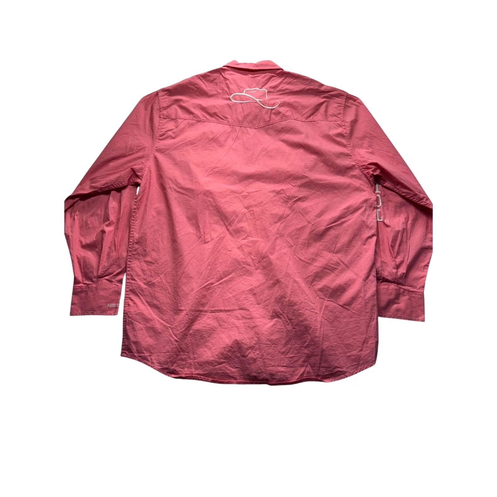 Pinko Resistol Mens Western Shirt Pink Embroidered Logo Long Sleeve Button-Down 3XL, Cotton, Solid, Western, Men, Pre-Owned Fair Size US XXL / EU 58 / 5 - 2 Thumbnail