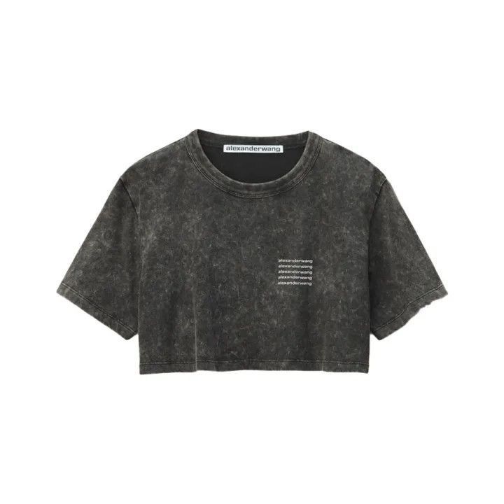 Alexander Wang Alexander Wang SS22 Gray Crop Logo T-Shirt - Size L / US 10 / IT 46 - 1 Thumbnail