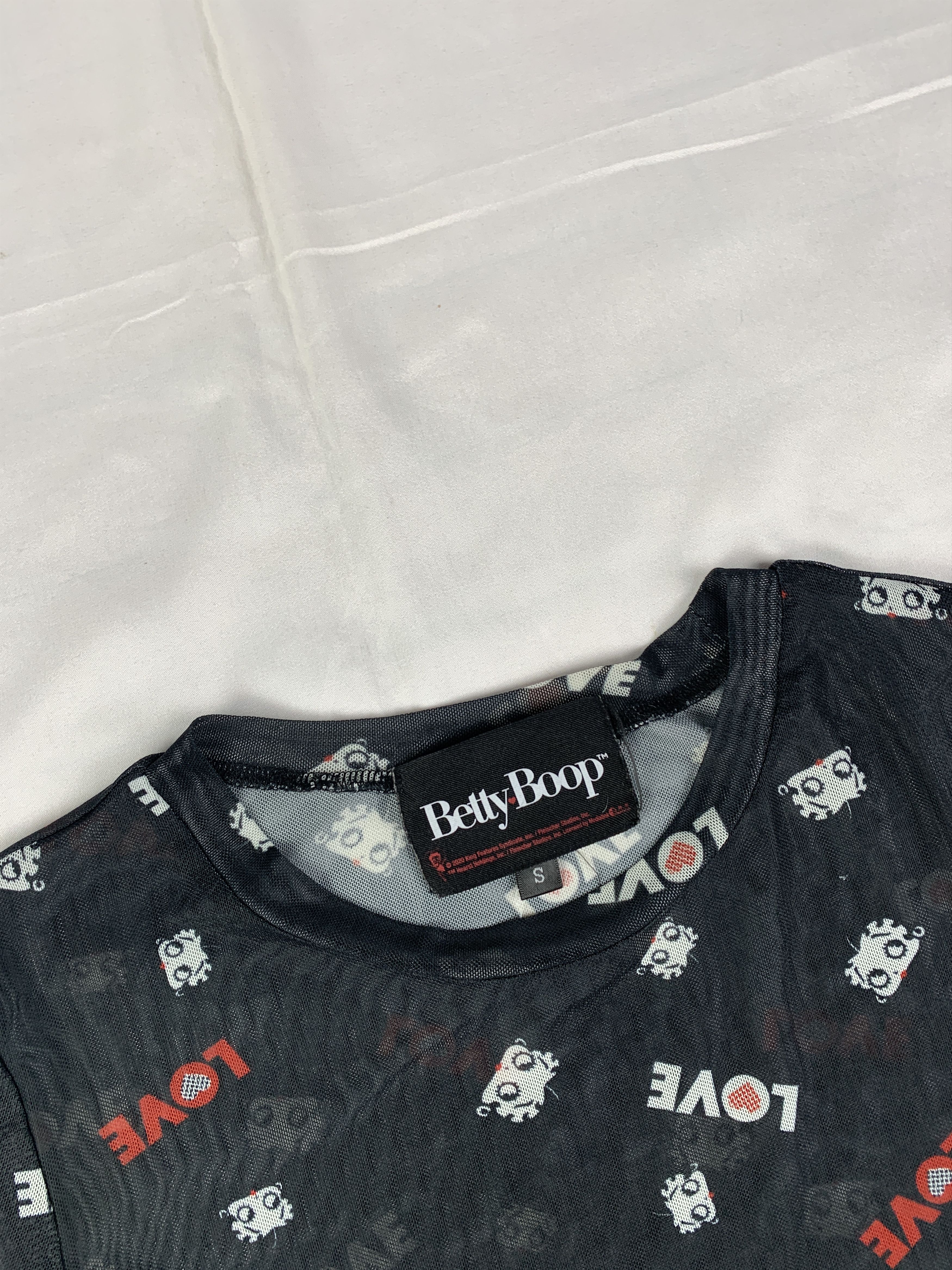 Cartoon Network 2020 Betty Boop Black "Love" Mesh Top (S) Size S / US 4 / IT 40 - 4 Thumbnail
