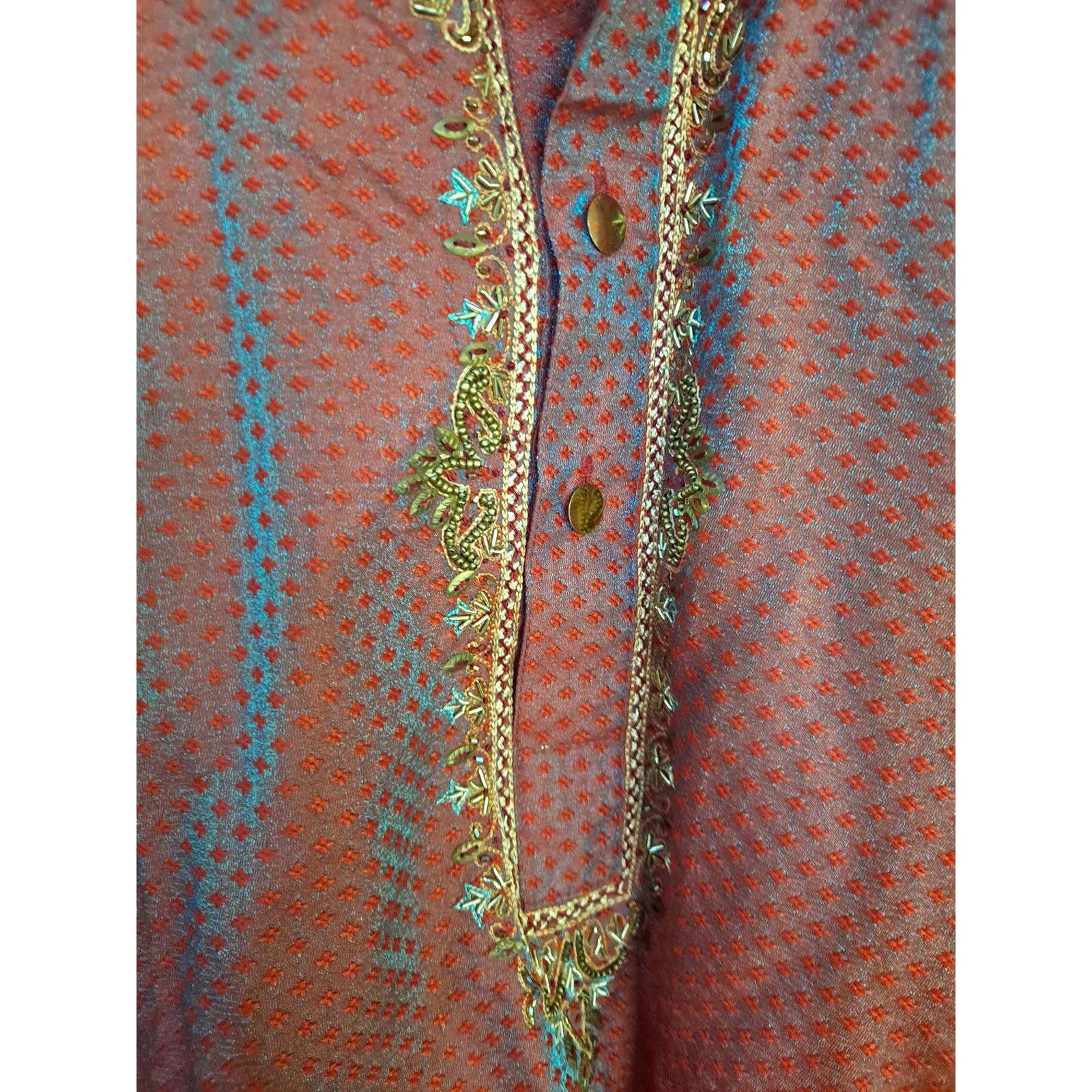 Other Rajgharana Maroon, Gold and Blue Kurta Size 42 Size ONE SIZE - 4 Thumbnail