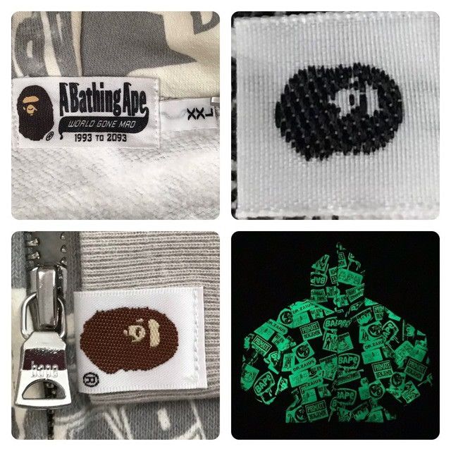 Bape × Nigo 💫Glow in the dark💫 BAPE MIX LOGO full zip hoodie APE NIGO Size US XXL / EU 58 / 5 - 8 Thumbnail