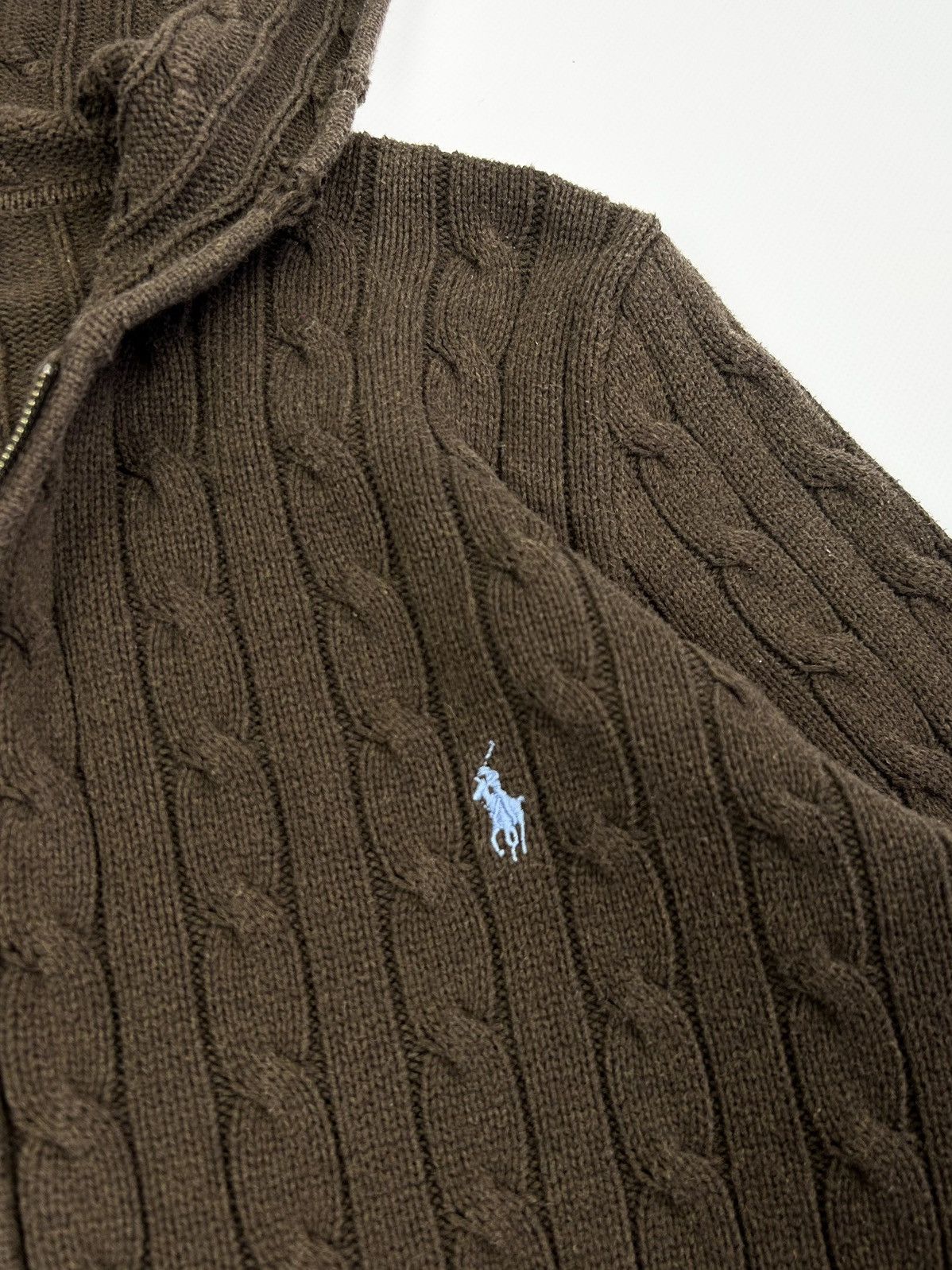 Ralph Lauren Sport Vintage Ralph Lauren Knitted Zip Hoodie Sweater Rare Bronw Size L / US 10 / IT 46 - 9 Thumbnail