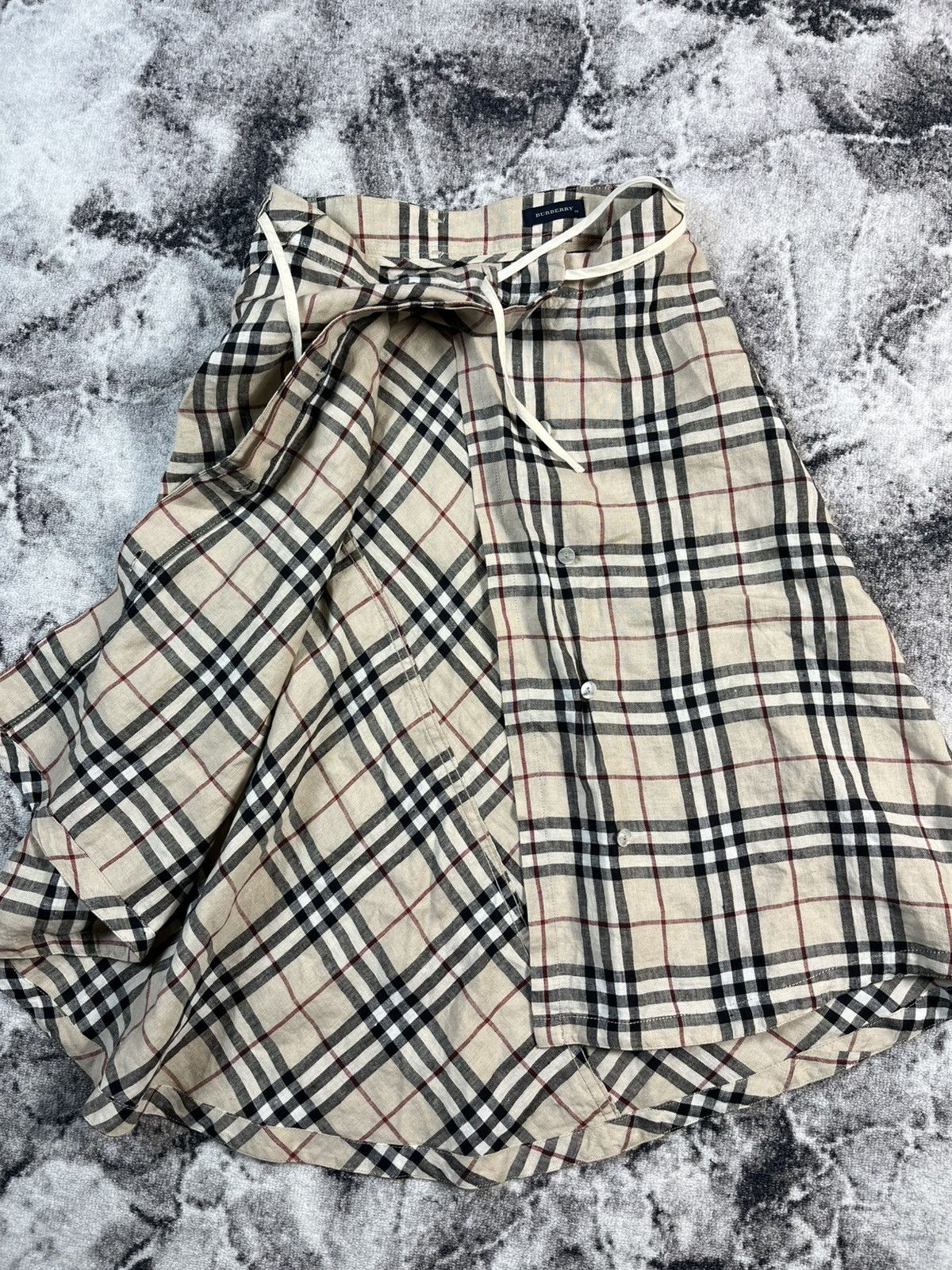 Burberry Burberry Nova Check Skirt Linen Beige Women XS (fits XS–S) Size 29" - 12 Thumbnail