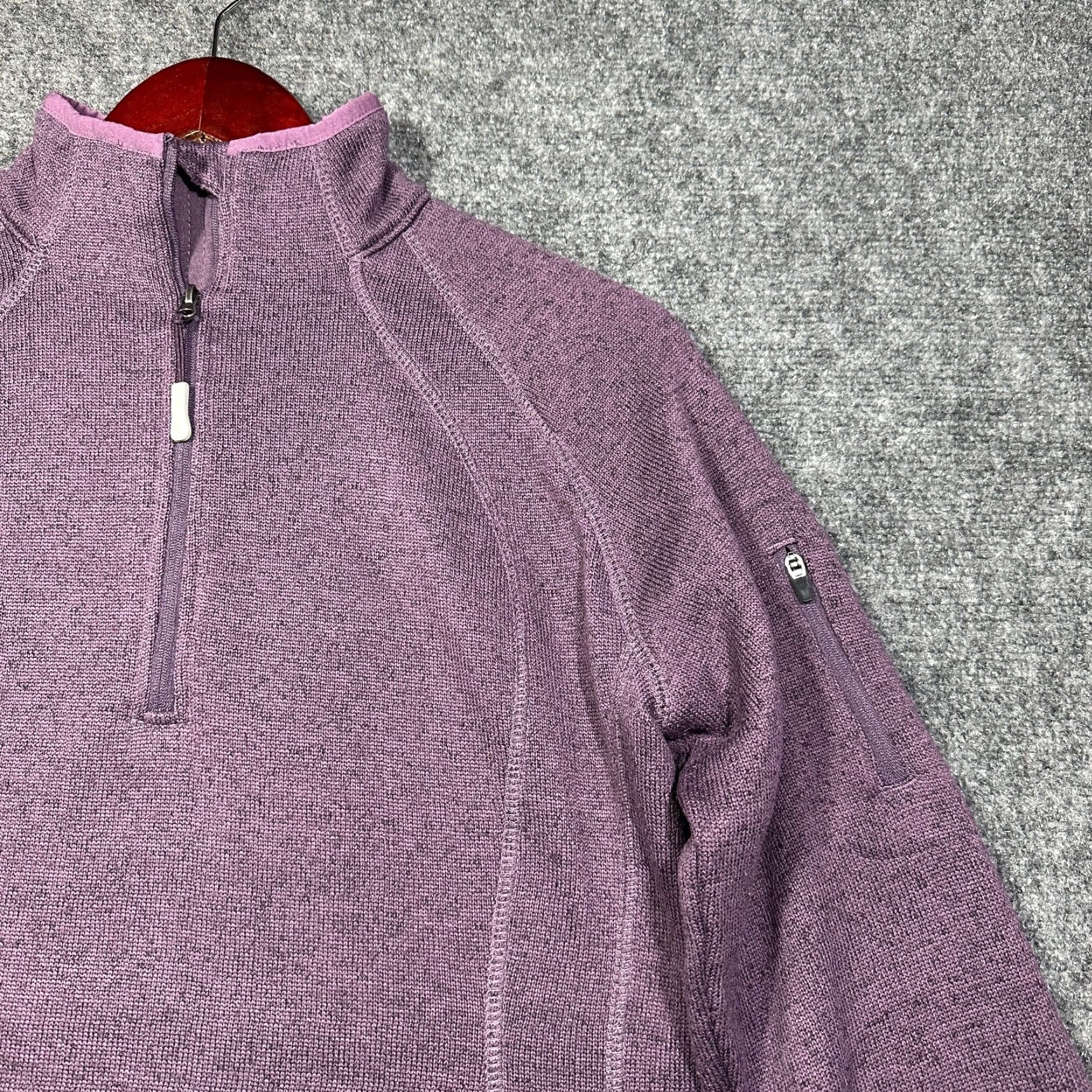 Eddie Bauer Eddie Bauer Womens Top Medium Purple Knit 1/4 Zip Pullover Sleeve Pocket Logo Regular Fit Classic Modern Casual Shirt Womens Size M / US 6-8 / IT 42-44 - 5 Thumbnail