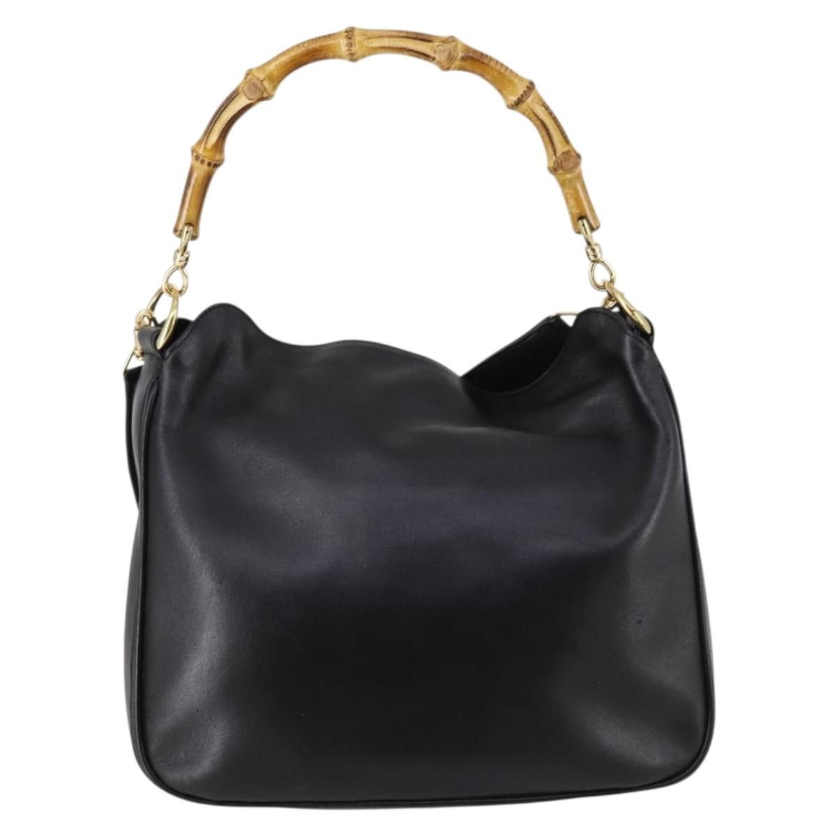 Gucci GUCCI Bamboo Handbag Leather Black Gold 001 001 Size ONE SIZE - 2 Thumbnail