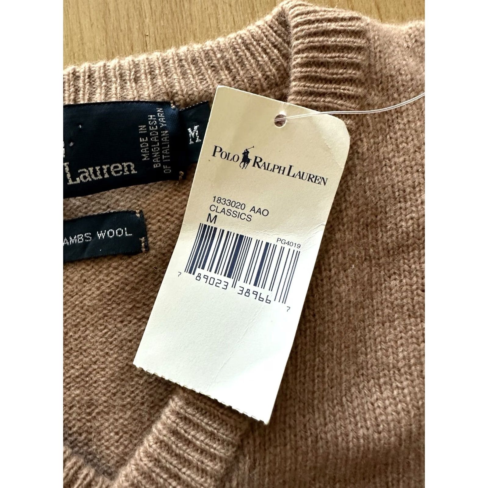 Polo Ralph Lauren VINTAGE Polo Ralph Lauren Sweater 100% Lambs Wool V-Neck Pullover Men M Beige Wool Knit Embroidered Logo Size US M / EU 48-50 / 2 - 3 Thumbnail