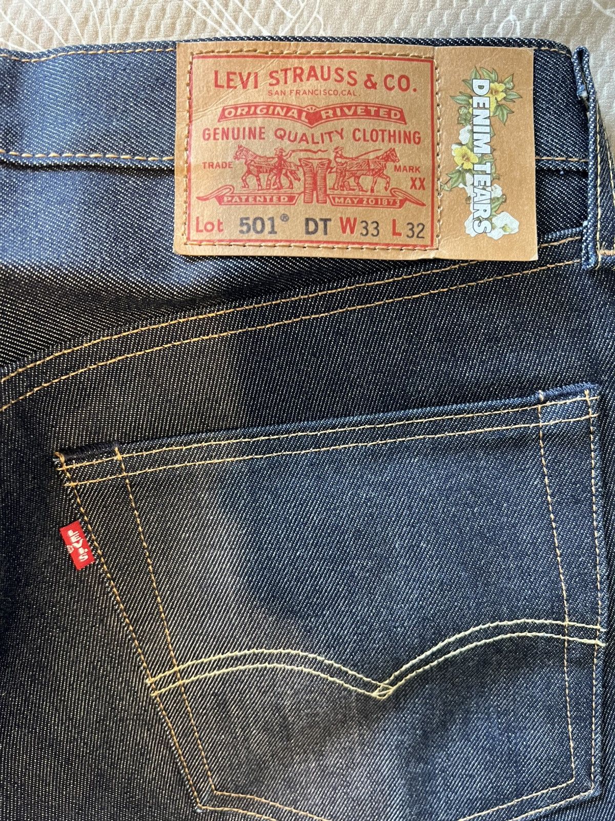 DENIM TEARS × Levi's Denim Tears x Levi’s Plain Jane Selvedge Raw 501s Size US 33 - 5 Thumbnail