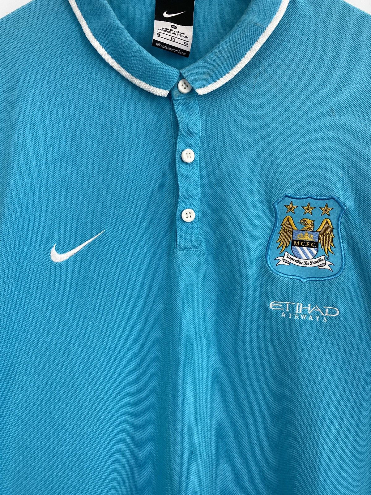 Nike 🏴󠁧󠁢󠁥󠁮󠁧󠁿 Vtg Y2K Nike Manchester City Football Soccer Polo T-Shirt Size US L / EU 52-54 / 3 - 4 Thumbnail