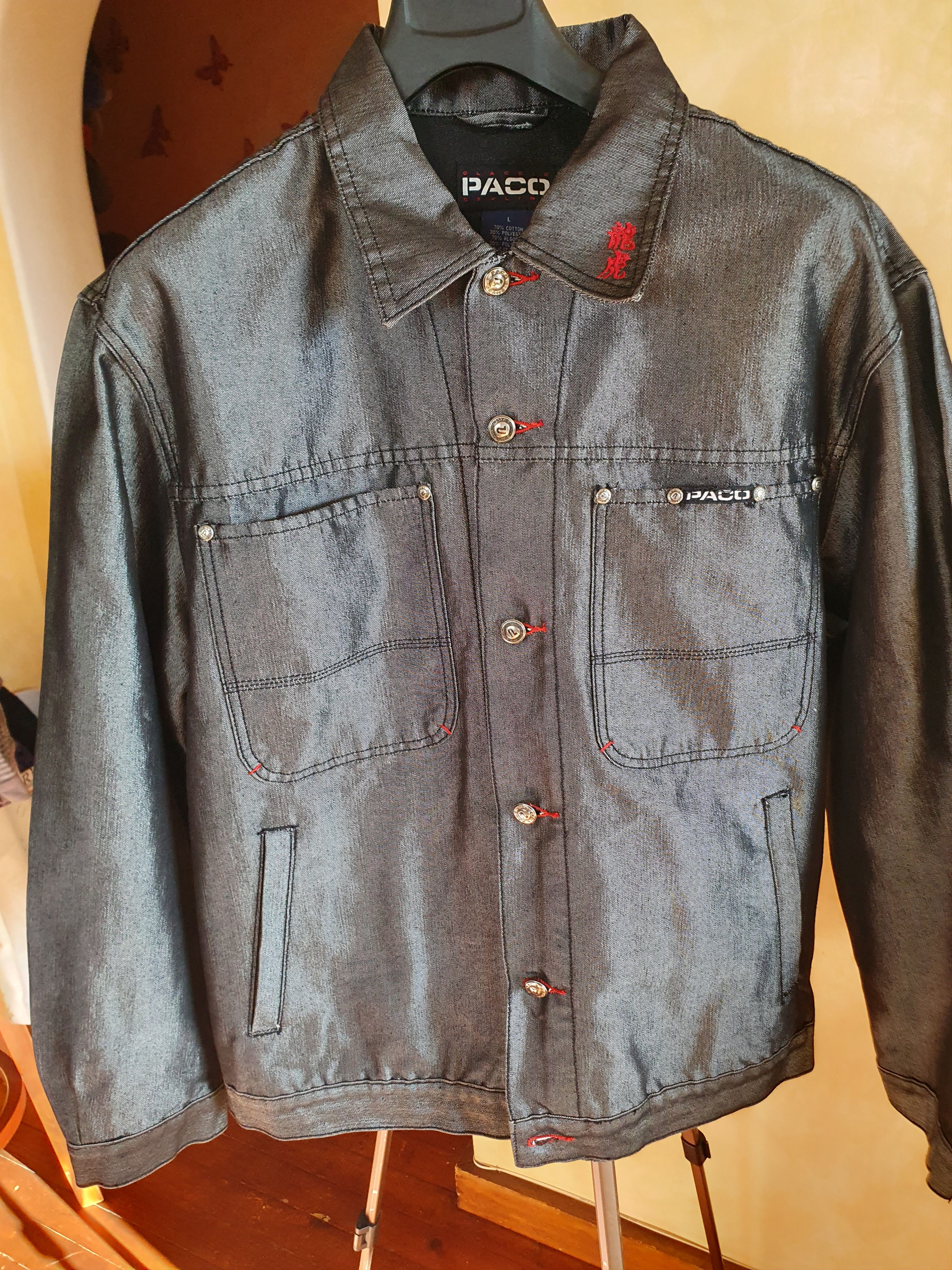 Vintage Pako Embroidered Silver Denim Jacket Vintage Y2K sz L Size US L / EU 52-54 / 3 - 6 Thumbnail