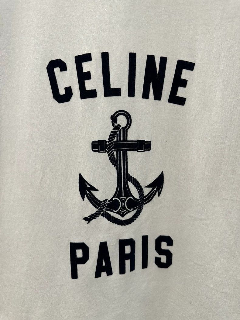Celine Celine White and Navy Anchor Short Sleeve Tee Size US S / EU 44-46 / 1 - 3 Thumbnail