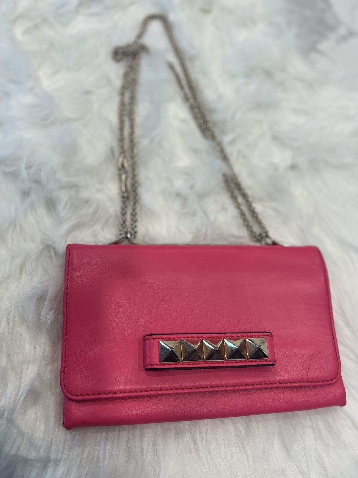 Valentino Valentino Rockstud Flap Chain Hot Pink Leather Crossbody Size ONE SIZE - 5 Thumbnail