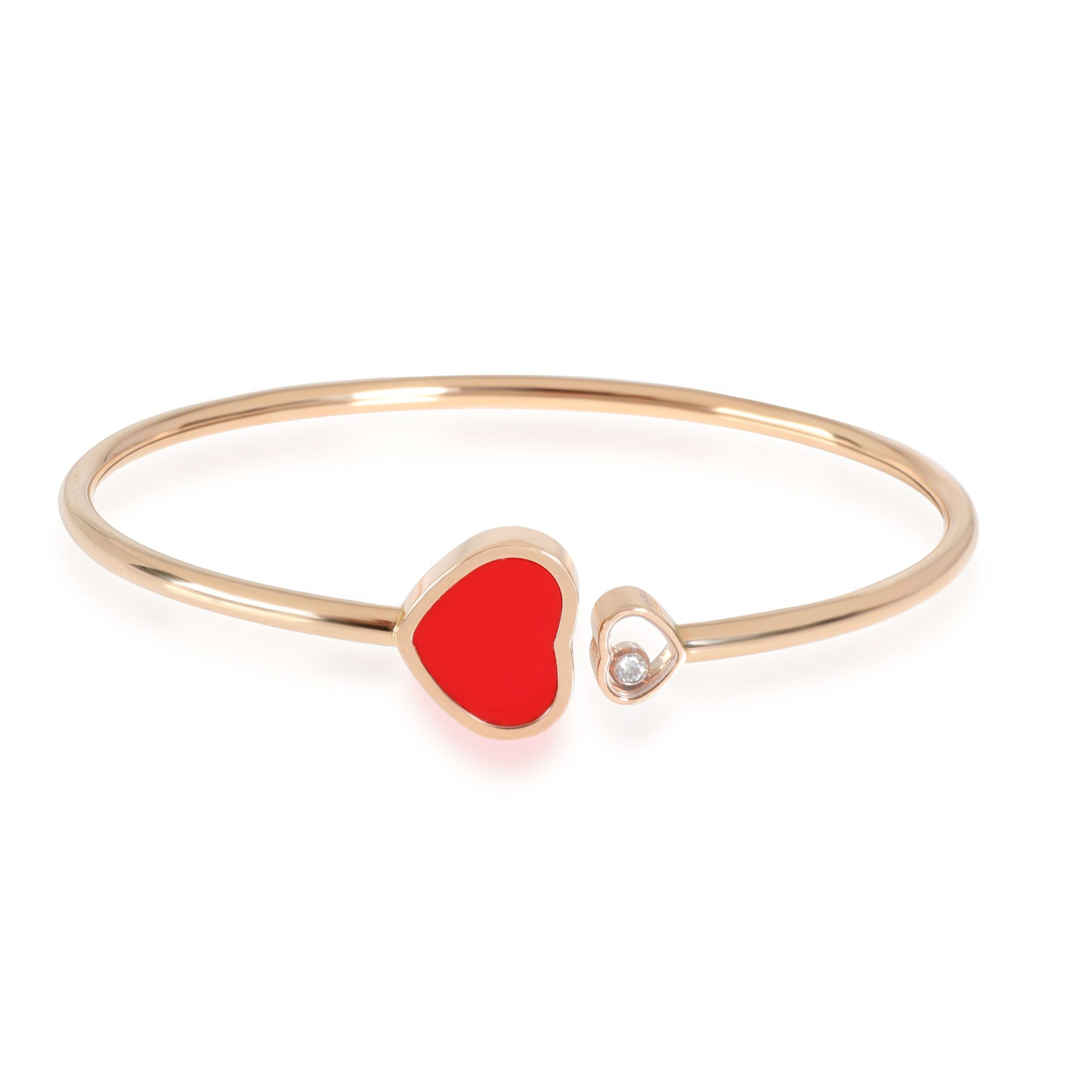 image of Chopard Happy Hearts Diamond Bangle In 18K Rose Gold 0.05 Ctw, Women's