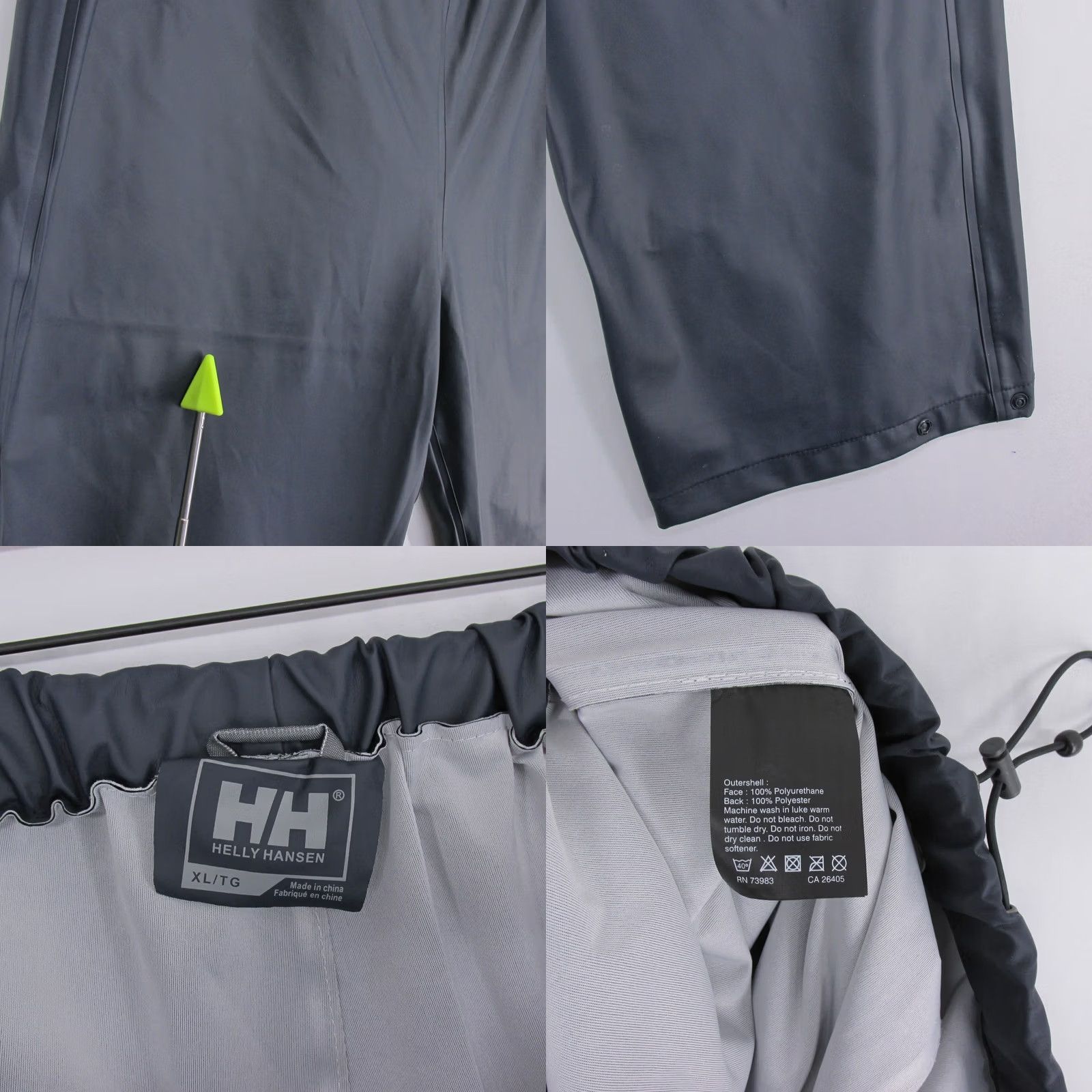 Helly Hansen Helly Hansen Voss Rain Pants Mens XL Navy Blue Waterproof Polyurethane Elastic Drawstring Snap Size US 36 / EU 52 - 8 Thumbnail