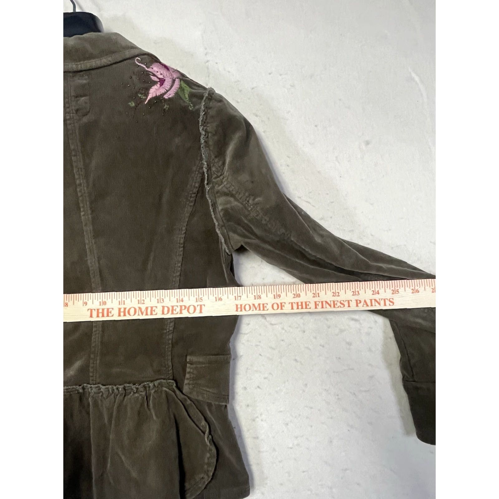 Sugar Sugarlips Sugar Lips Embroidered Hippie Jacket Blazer Button – Women L Brown Suede Cotton Coat, All Seasons, Casual, Festival, Travel Size L / US 10 / IT 46 - 3 Thumbnail