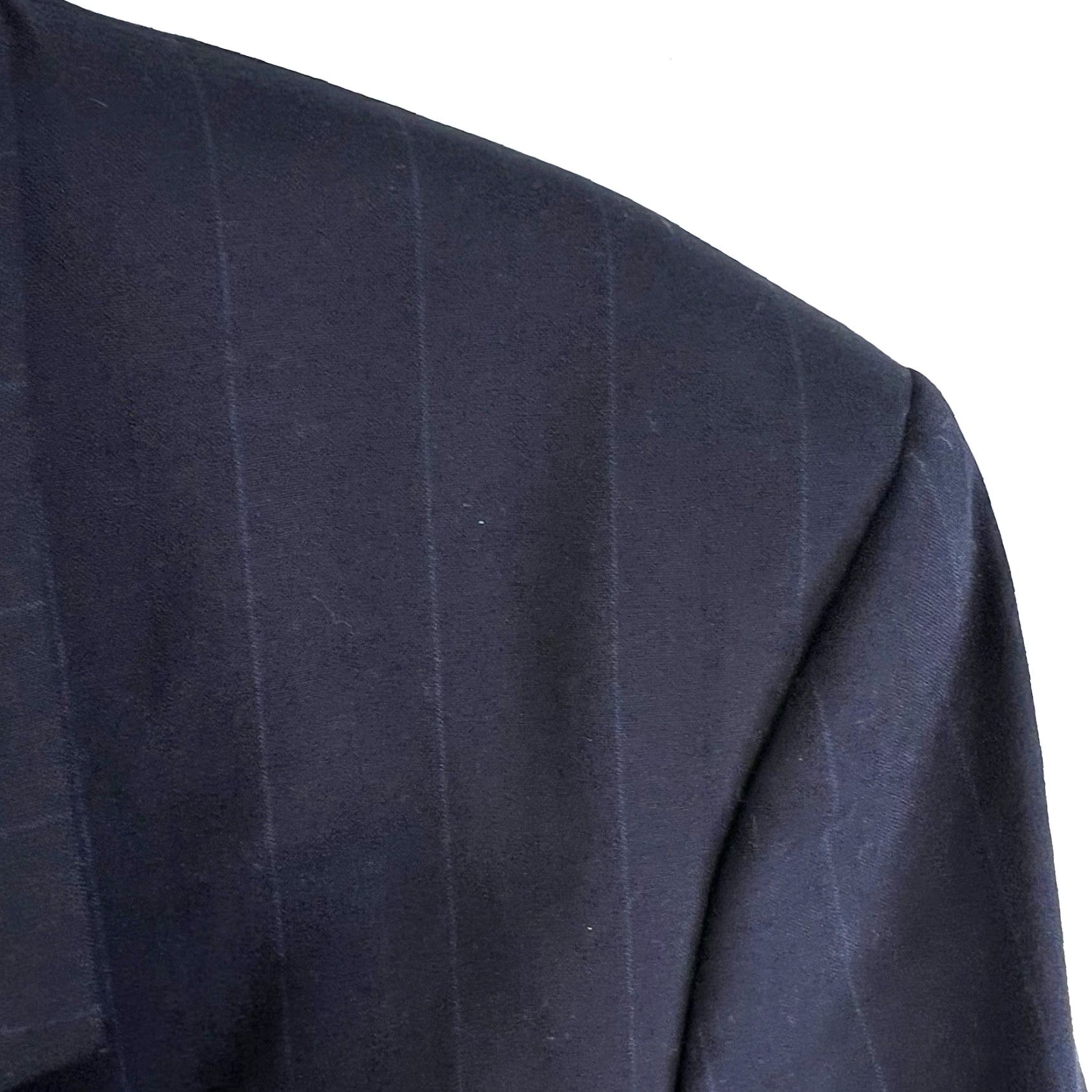 Yves Saint Laurent VINTAGE Saint Laurent Men's Suit Jacket Wool Double Breast Pin Stripe Blue 44 Regular Elegant Formal Business Size 44R - 2 Thumbnail
