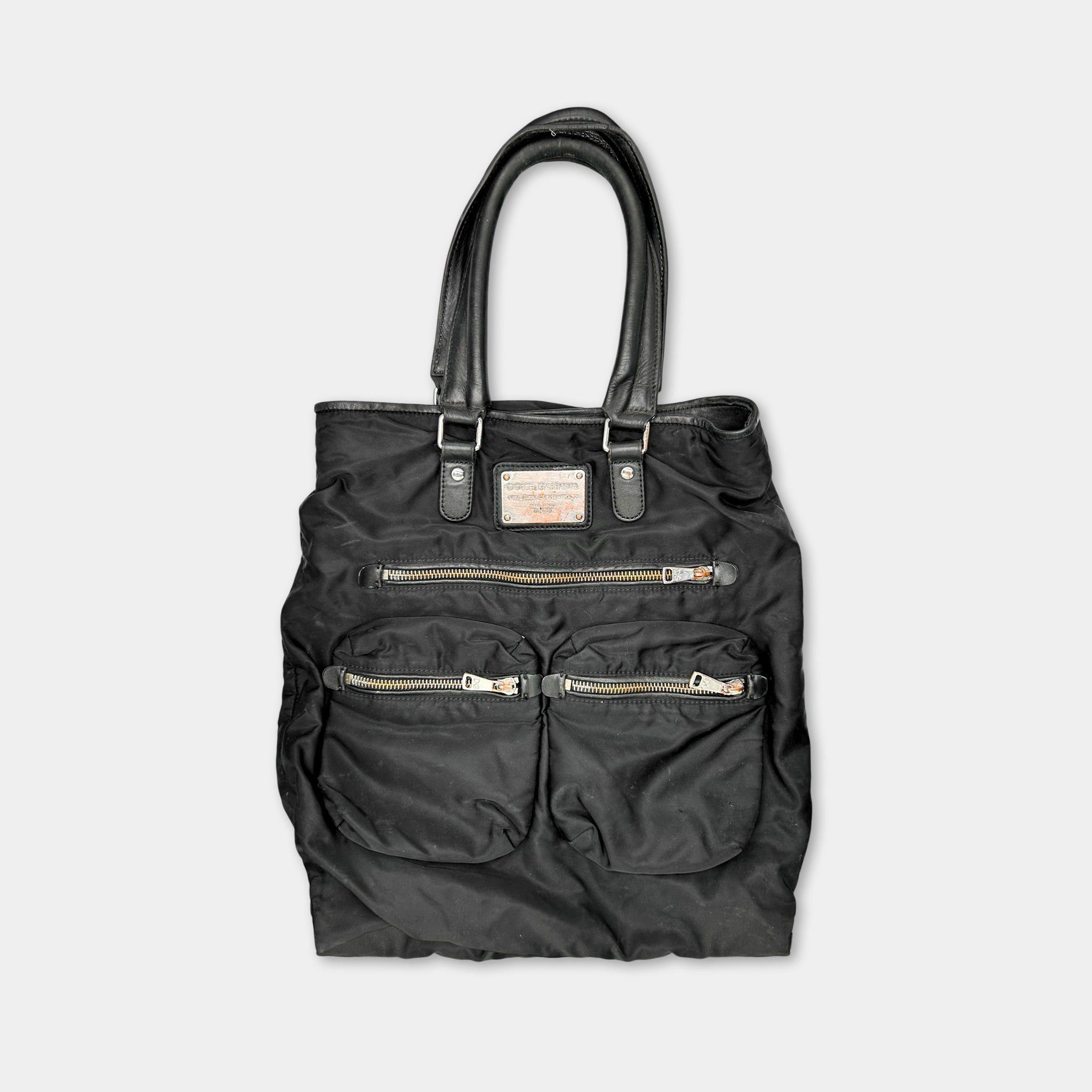 Dolce & Gabbana Dolce & Gabbana Black Nylon Leather Bag Size ONE SIZE - 1 Thumbnail