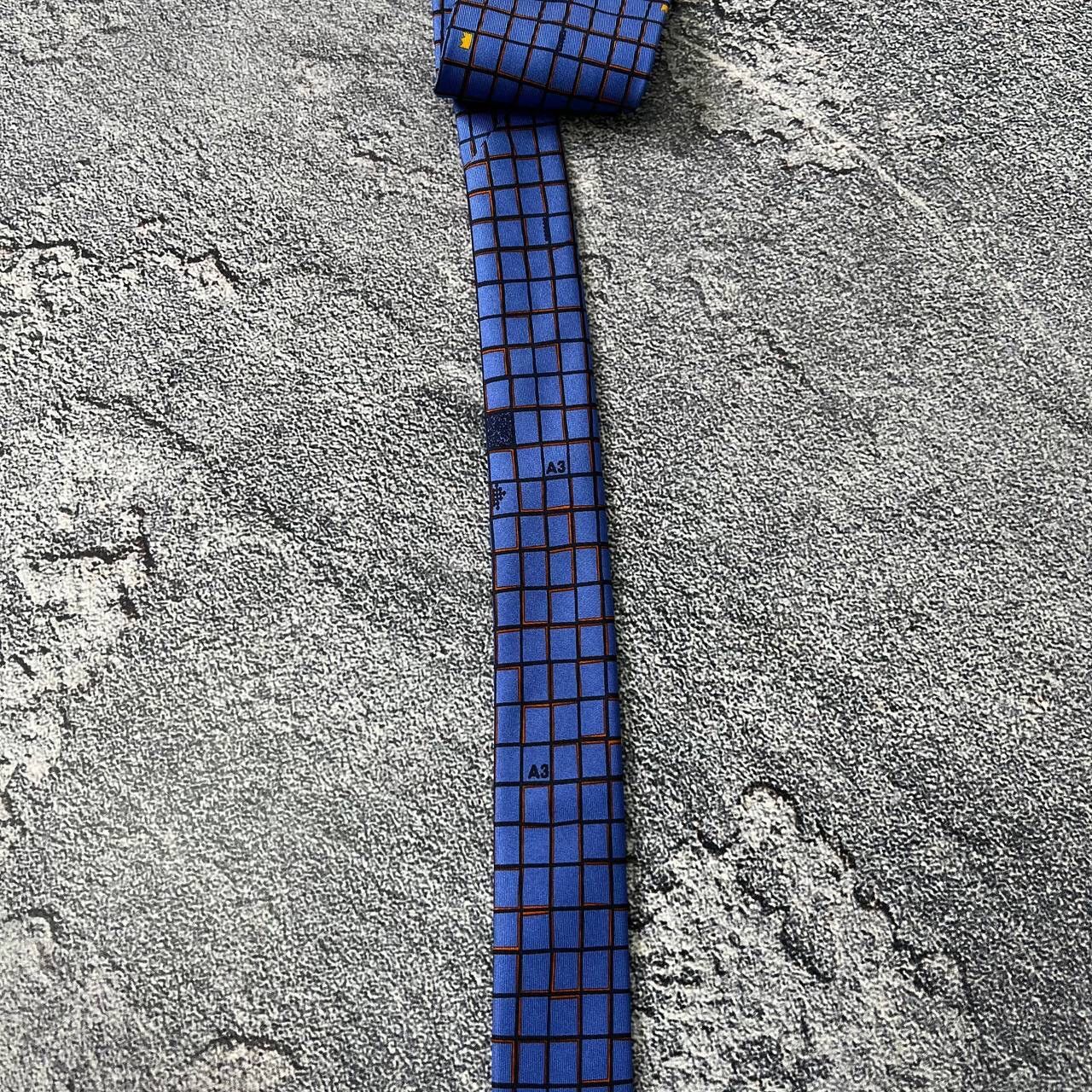 Vintage Vintage Audi Men's Silk Tie Blue And Ivory Striped Pattern Size ONE SIZE - 4 Thumbnail