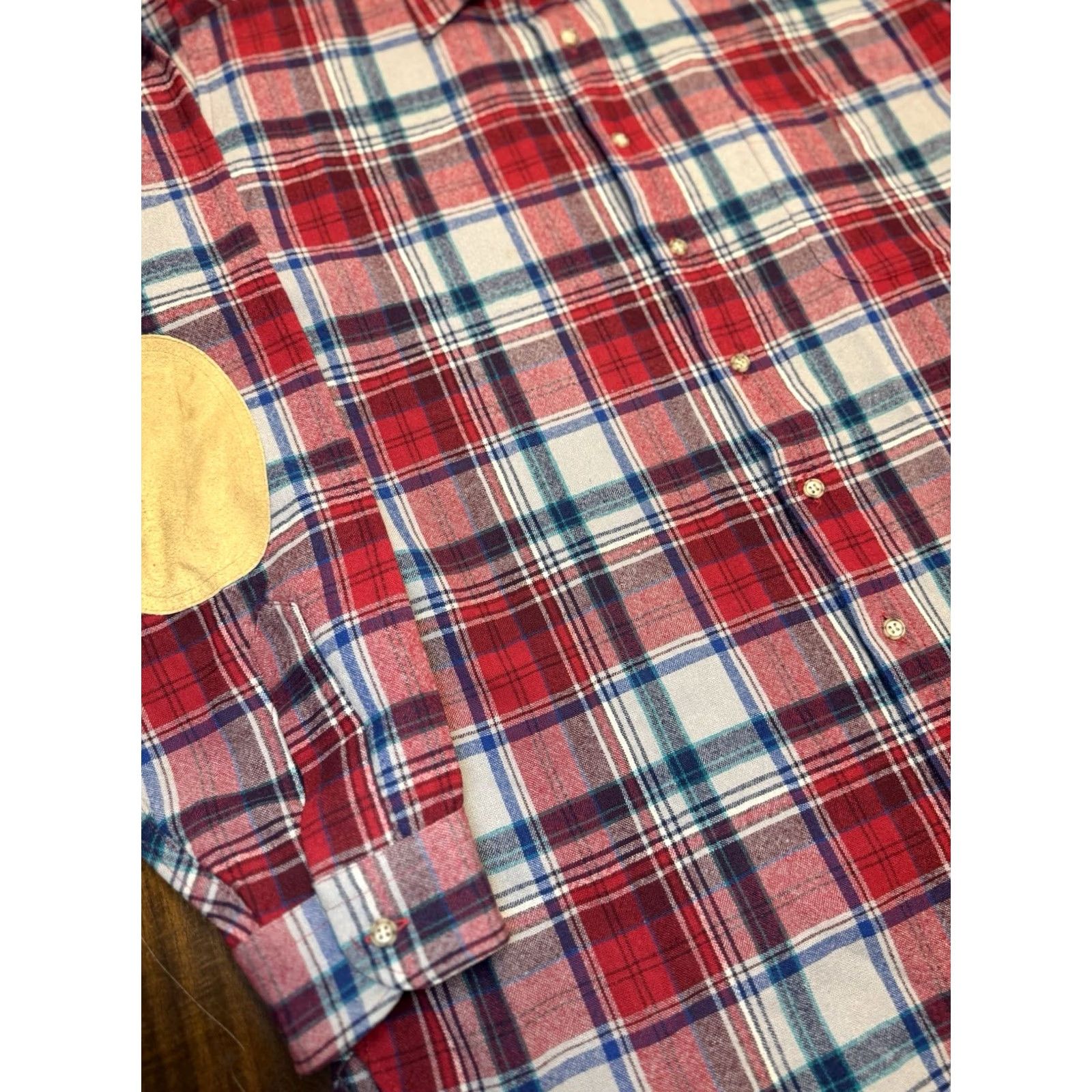 Pendleton VINTAGE Pendleton Shirt Mens Plaid Wool Flannel Leather Elbow Patch USA Size XL Size US XL / EU 56 / 4 - 3 Thumbnail