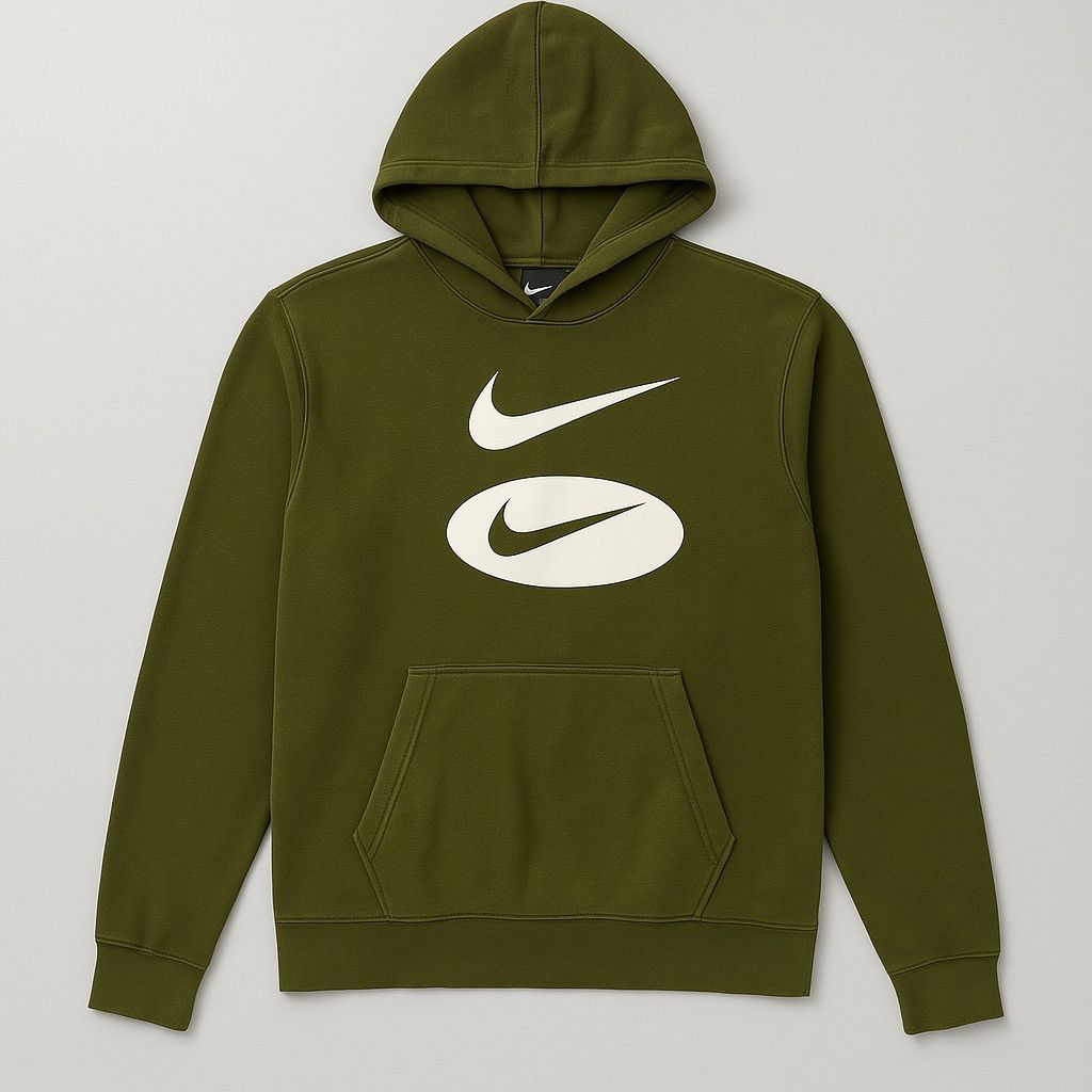 Nike Nike Swoosh Logo Hoodie - Olive Green Size US M / EU 48-50 / 2 - 1 Thumbnail