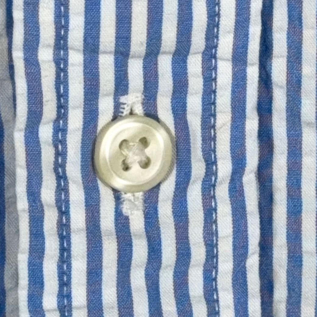 Ralph Lauren Ralph Lauren Shirt Adult 2XL Blue White Striped Seersucker Cotton Preppy Big Size US XXL / EU 58 / 5 - 6 Thumbnail