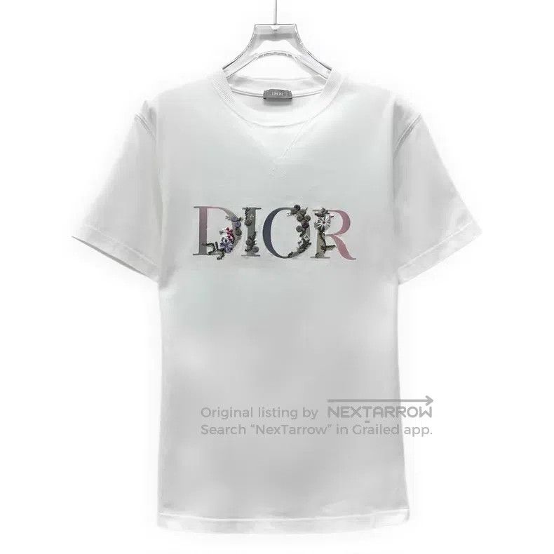 Dior Dior White floral letter embroidery cotton round-neck shor Size US XS / EU 42 / 0 - 1 Thumbnail