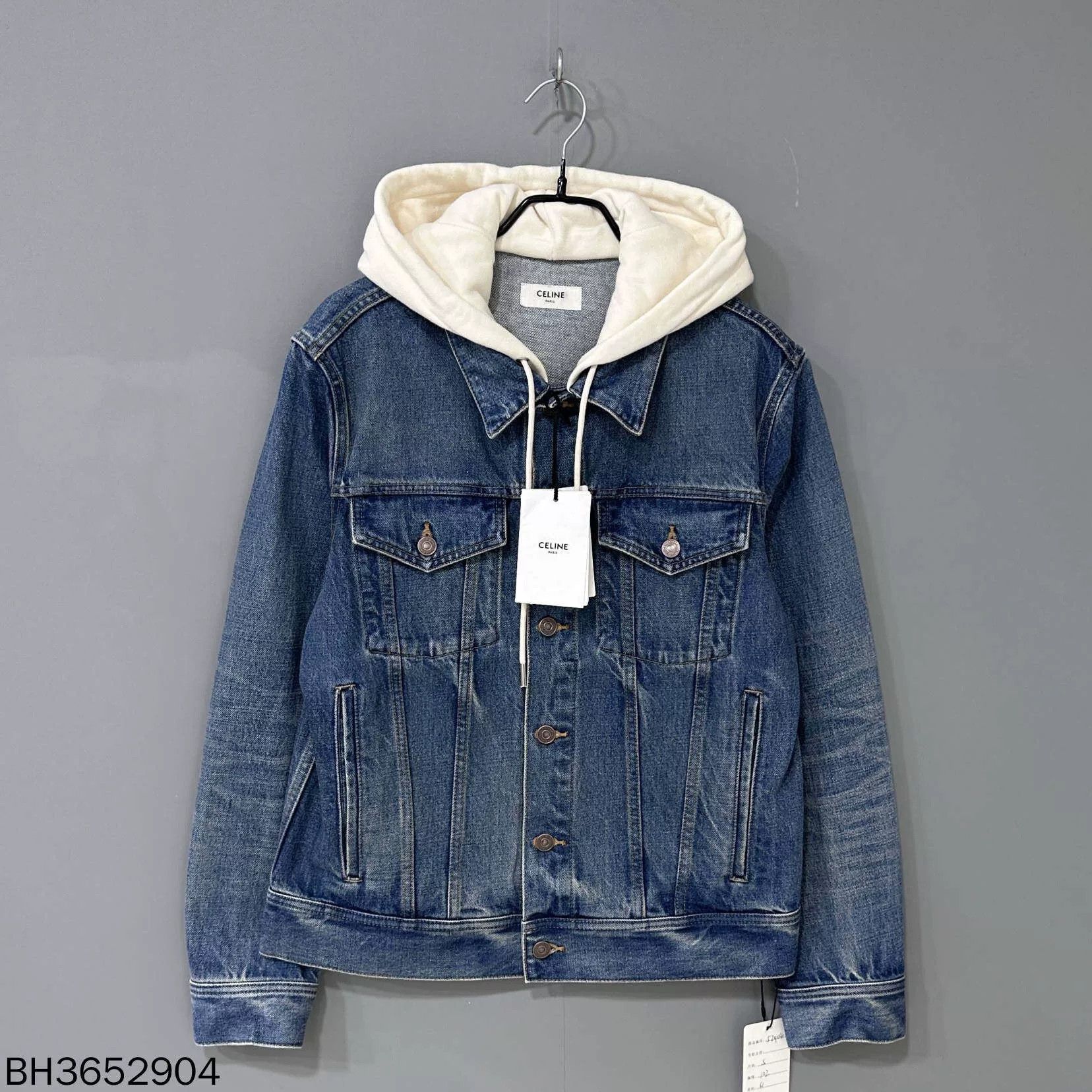 Celine Hooded Logo Denim Jacket Celine Size S / US 4 / IT 40 - 1 Thumbnail