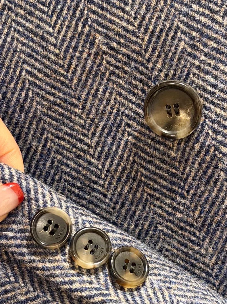 Loewe Blue Grey Check Wool Blazer Jacket