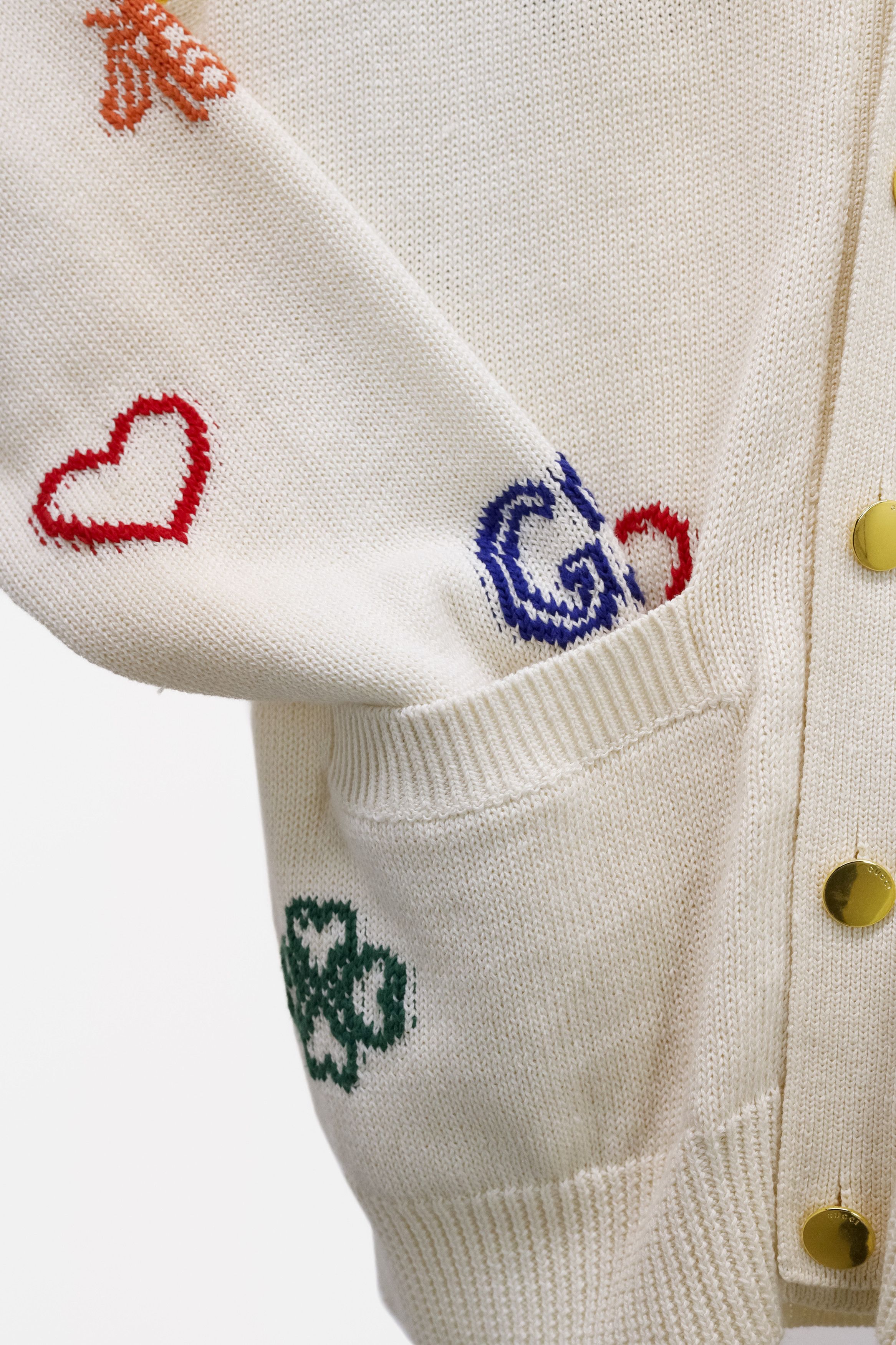 Gucci Symbols Jacquard Rainbow Cardigan