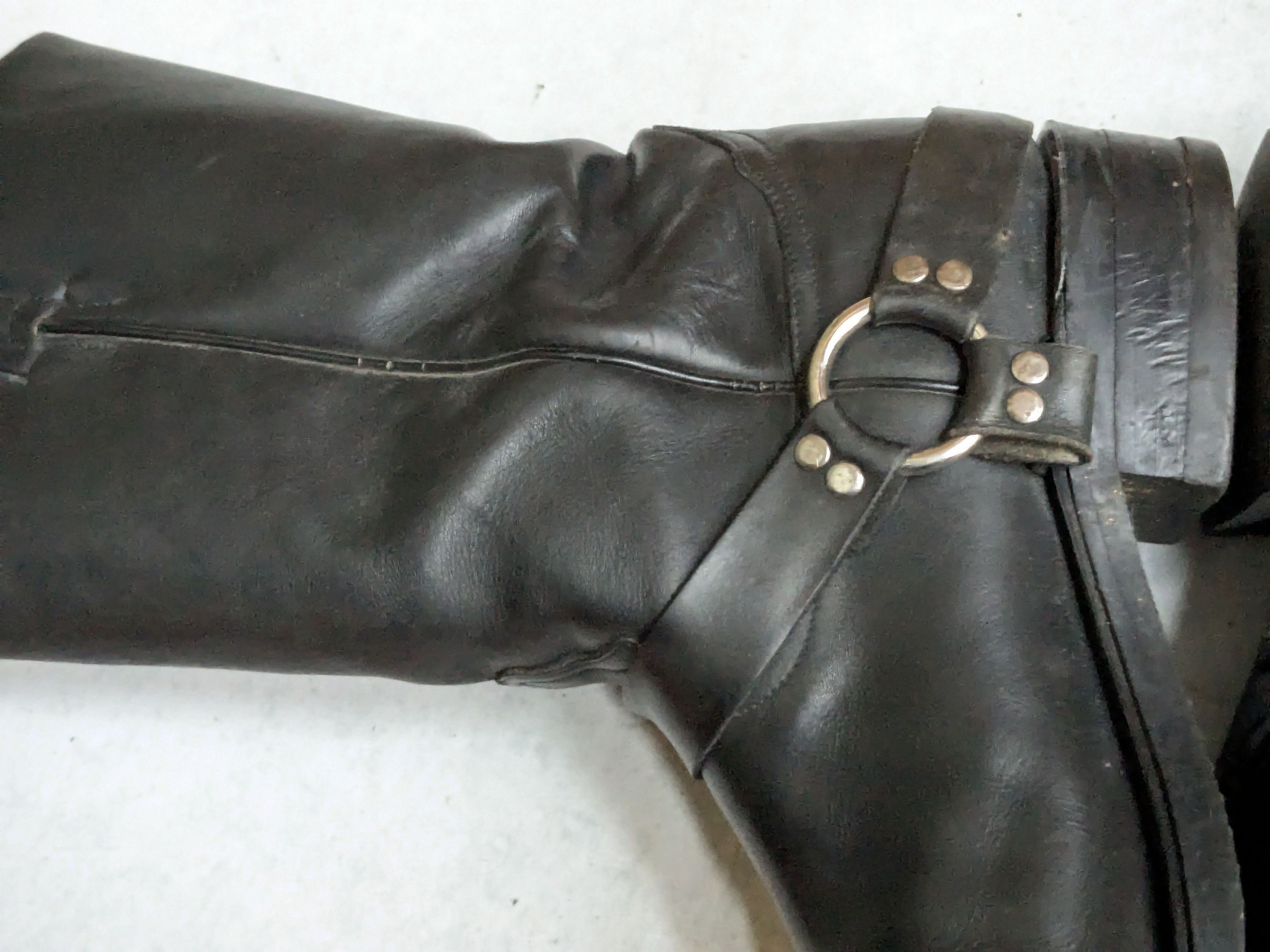 Genuine Leather Tony Lama Harness Boots Black Leather 11.5 Motorcycle Biker Size US 11.5 / EU 44-45 - 8 Thumbnail