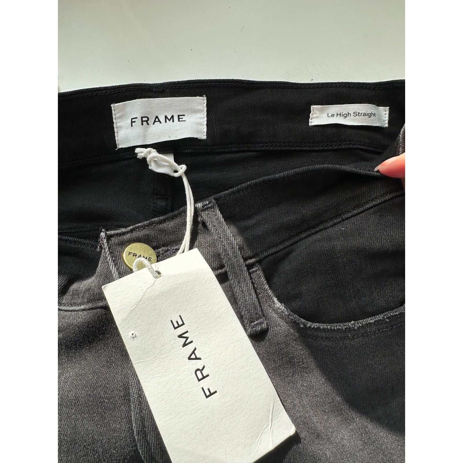 Frame NWT Frame Le High Straight Jeans Black Raw Hem Women's 27 Size 27" / US 4 / IT 40 - 7 Thumbnail