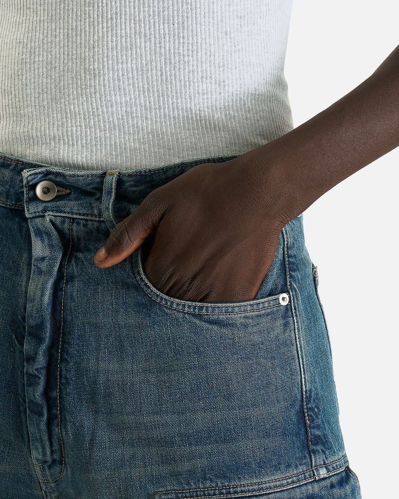 Rick Owens Drkshdw o1s1v1r1oon0825 Double Cargo Jeans in Blue/Washed Indigo Size US 28 / EU 44 - 7 Thumbnail